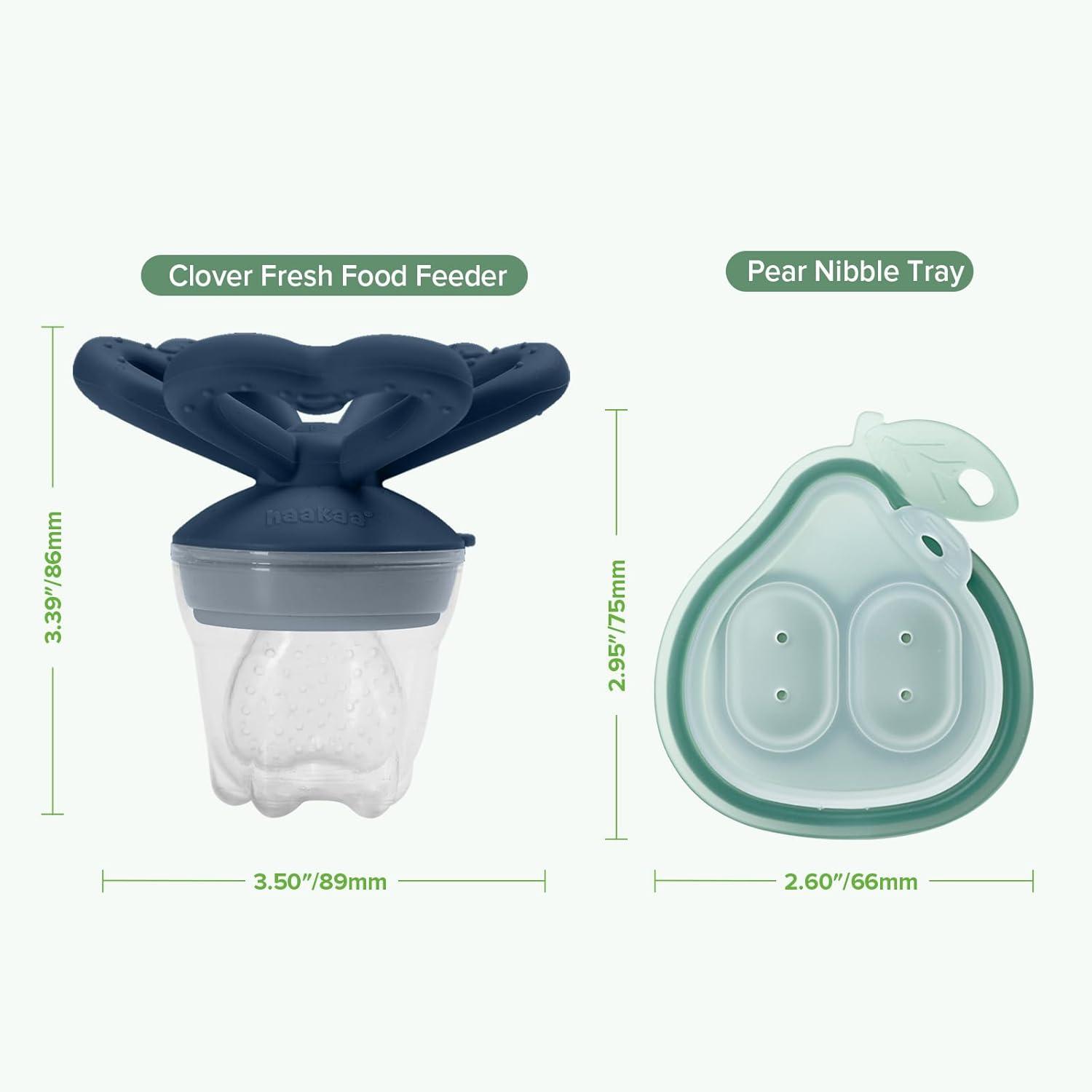 image:imageHaakaa Clover Baby Fruit Feeder Teether amp Mini Freezer Nibble Tray BPAFree Silicone Breastmilk Popsicle Mold for Baby Teething Relief amp SelfFeeding 4M Pea GreenSteel Blue