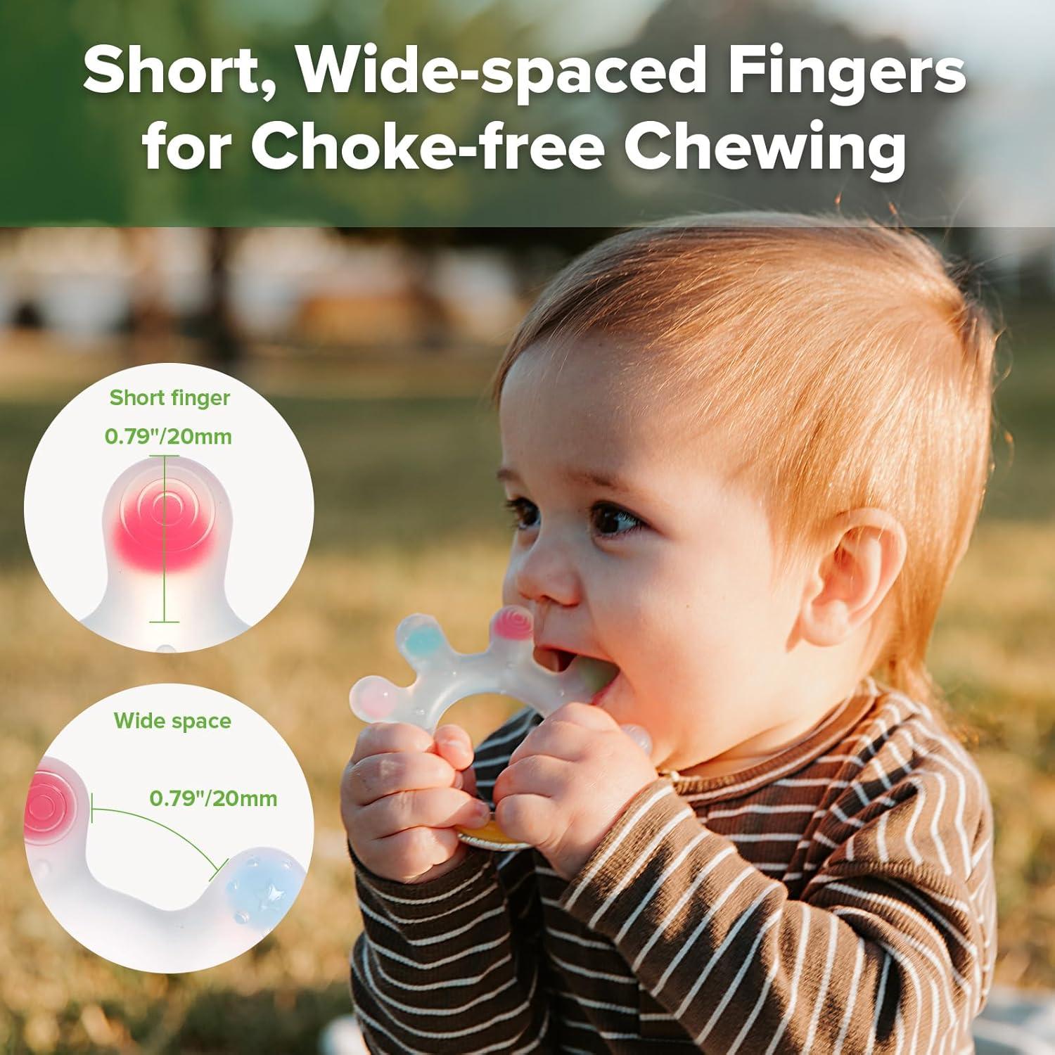 image:imageHaakaa Dinky Digits Palm Teether Baby Teething Toys Food Grade Silicone Teethers for Babies 06 Months612 Months BPA Free Teething Relief Baby Chew ToysWide Palm
