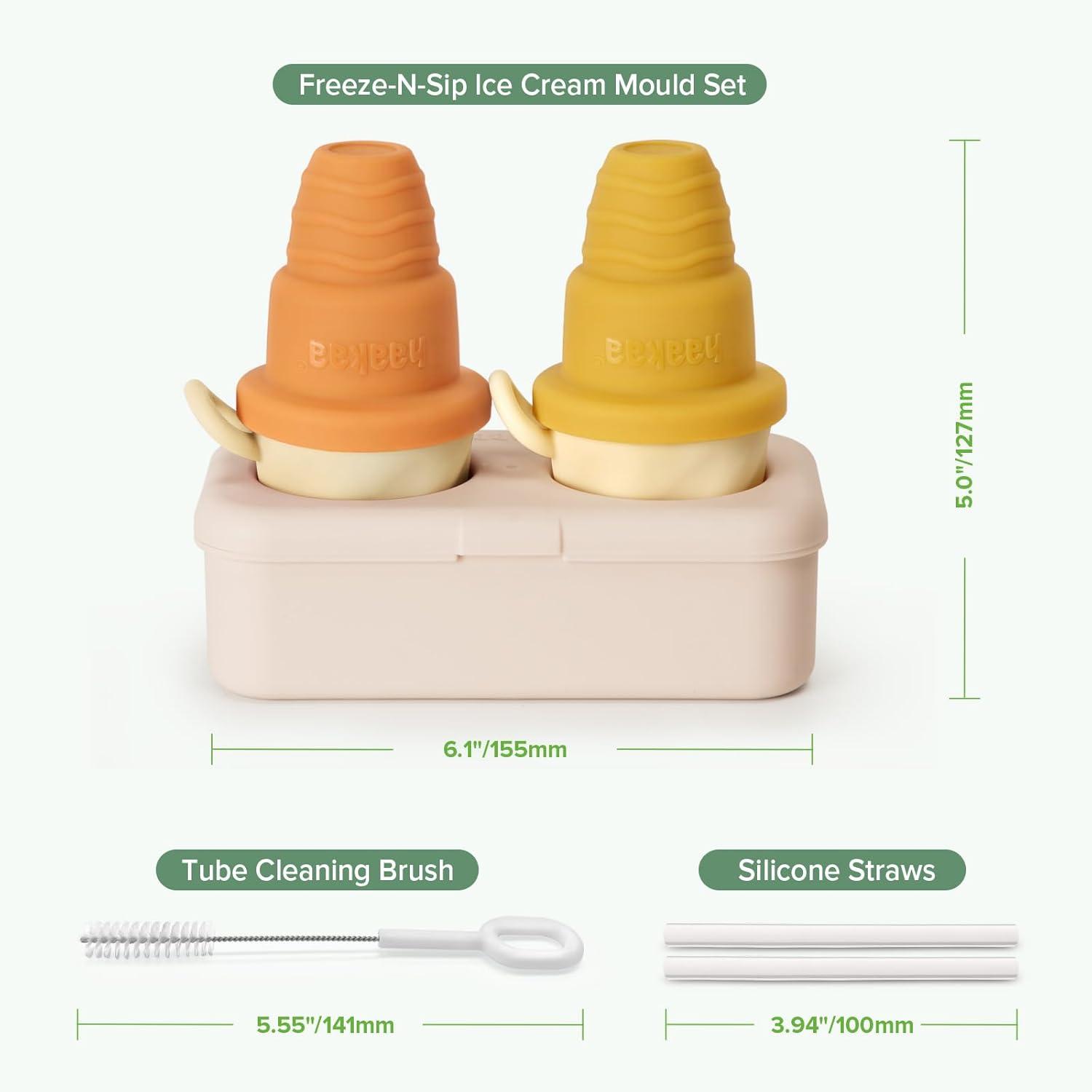 image:imageHaakaa FreezeNSip Ice Cream Popsicle Mold SetReusable Silicone Popsicles Molds for Kids BPA Free Easy Release Ice Pop Maker Homemade DIY Ice Cream Molds MarigoldMarigold