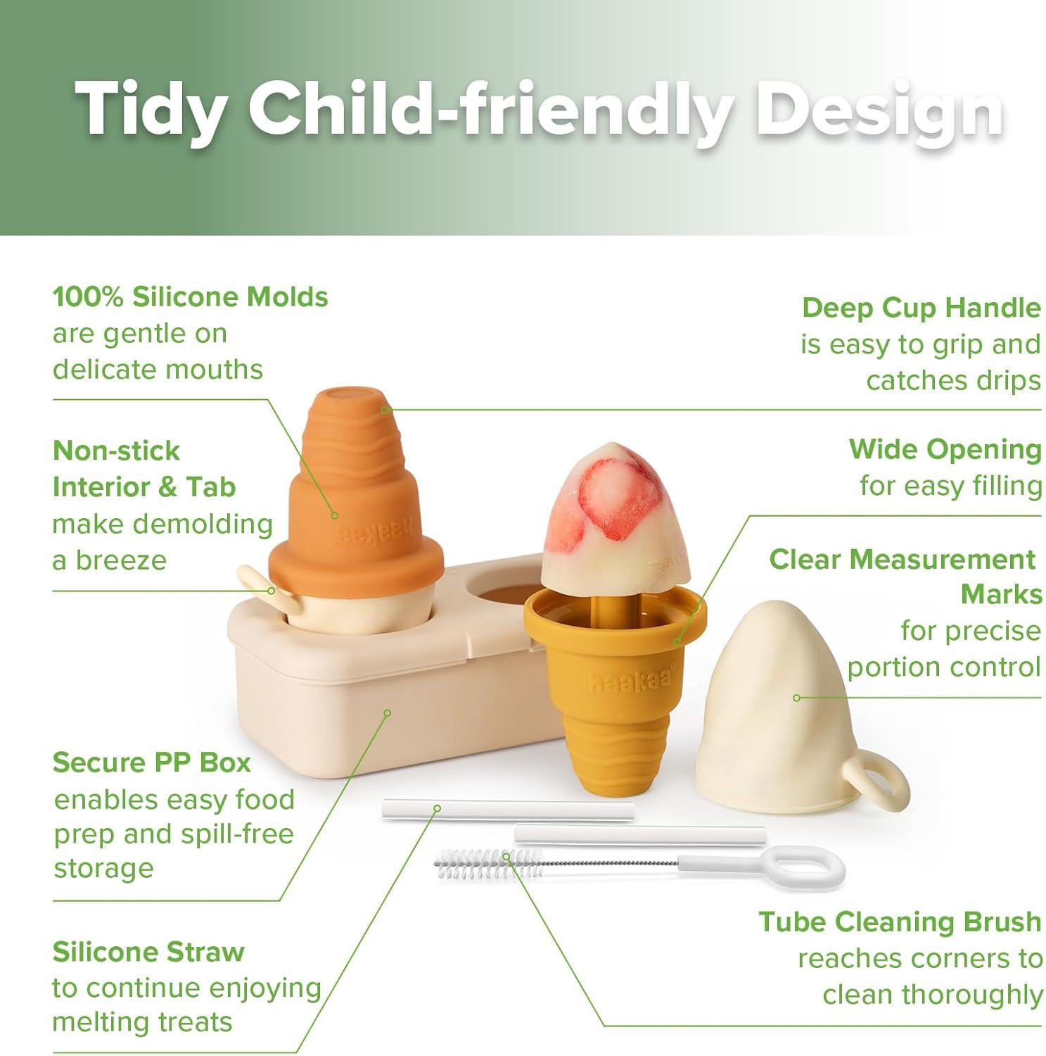 image:imageHaakaa FreezeNSip Ice Cream Popsicle Mold SetReusable Silicone Popsicles Molds for Kids BPA Free Easy Release Ice Pop Maker Homemade DIY Ice Cream Molds MarigoldMarigold