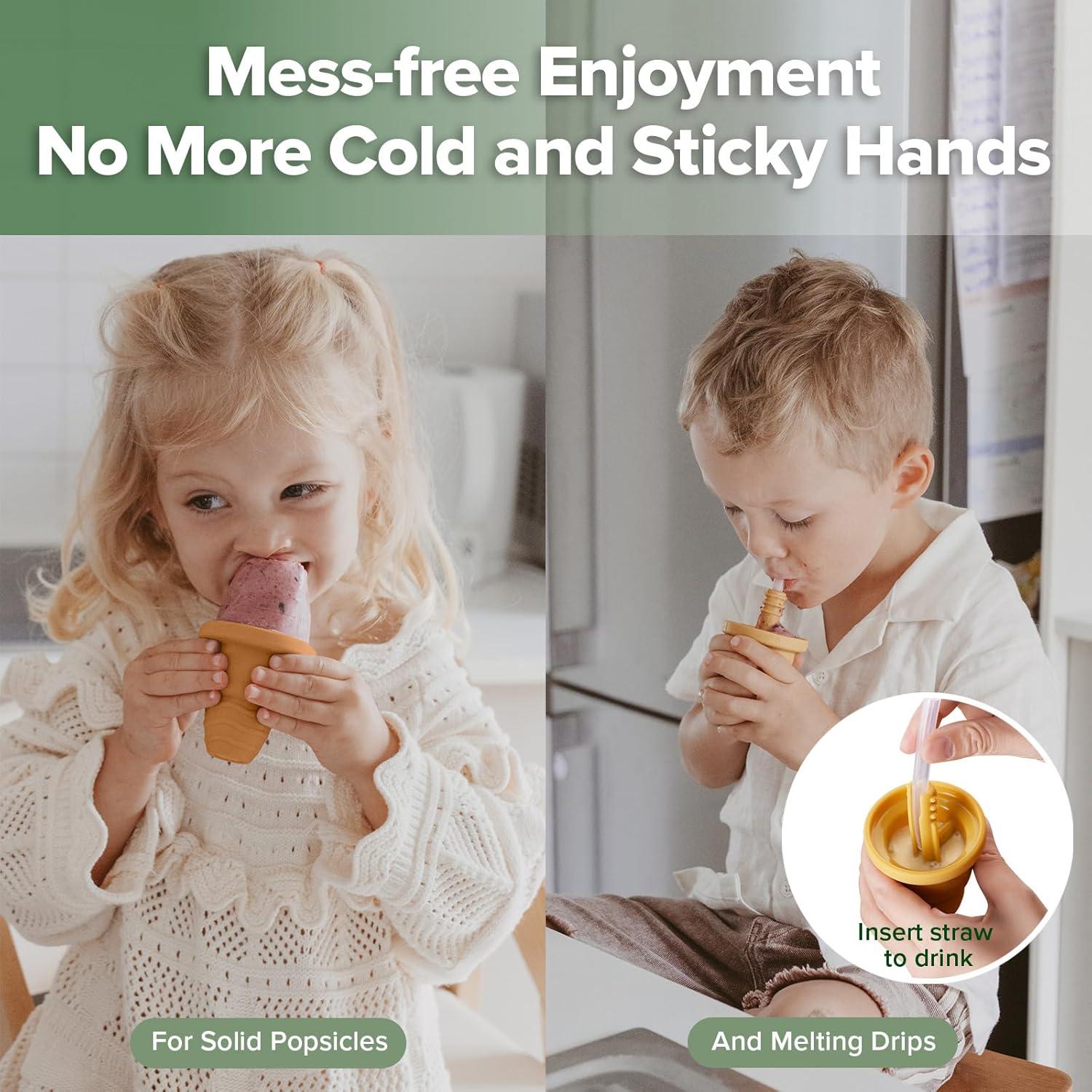 image:imageHaakaa FreezeNSip Ice Cream Popsicle Mold SetReusable Silicone Popsicles Molds for Kids BPA Free Easy Release Ice Pop Maker Homemade DIY Ice Cream Molds MarigoldMarigold
