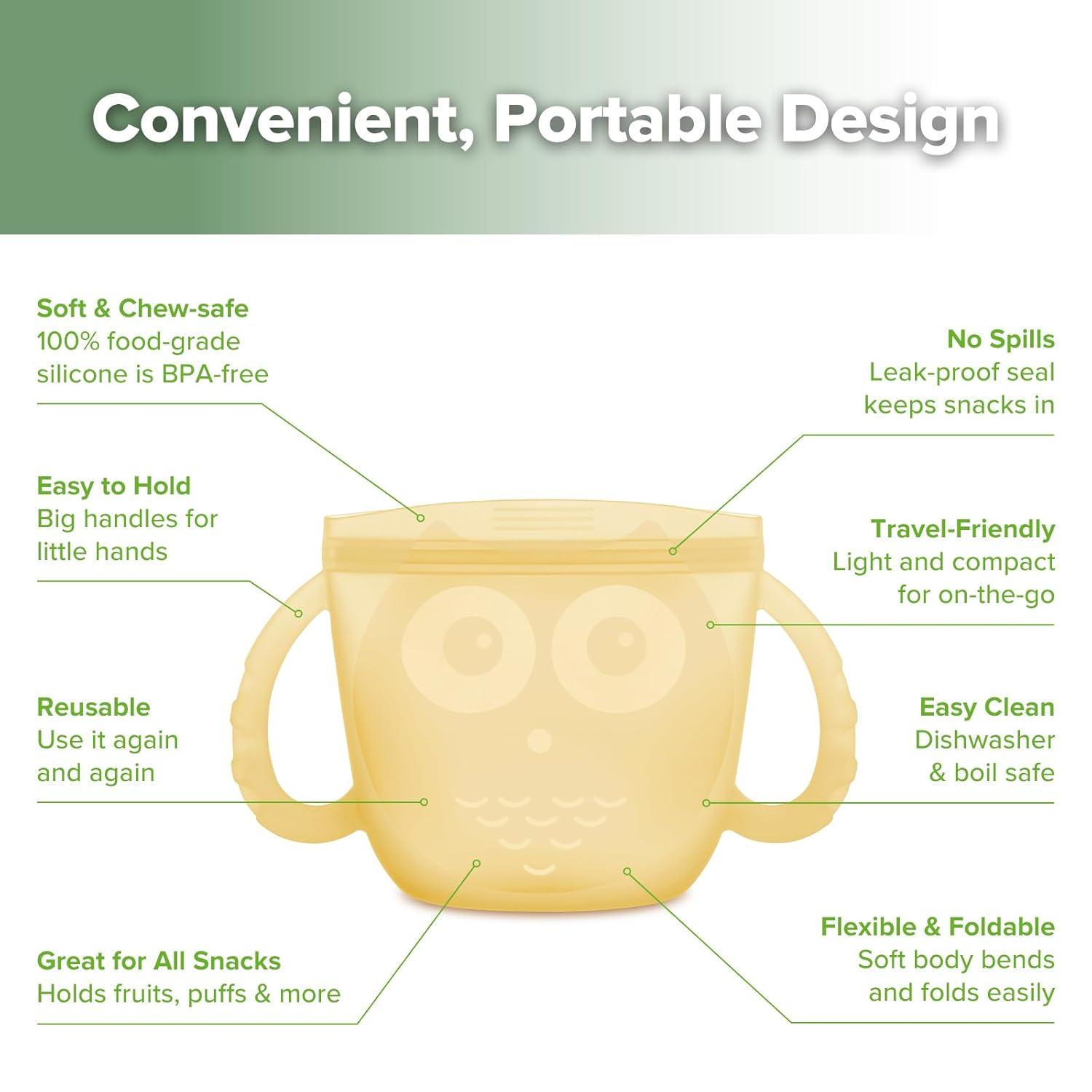 image:imageHaakaa Oscar Owl Baby Snack ContainerSilicone Travel Snack Pouch for ToddlersSpill Proof Toddler Snack Cup Reusable Snack Bags for Infant OnTheGoBPA Free Pea GreenBanana