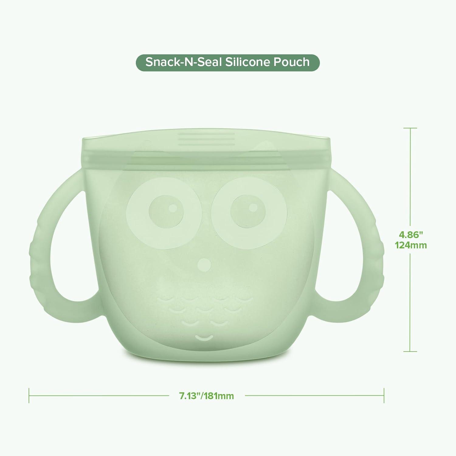 image:imageHaakaa Oscar Owl Baby Snack ContainerSilicone Travel Snack Pouch for ToddlersSpill Proof Toddler Snack Cup Reusable Snack Bags for Infant OnTheGoBPA Free Pea GreenPea Green