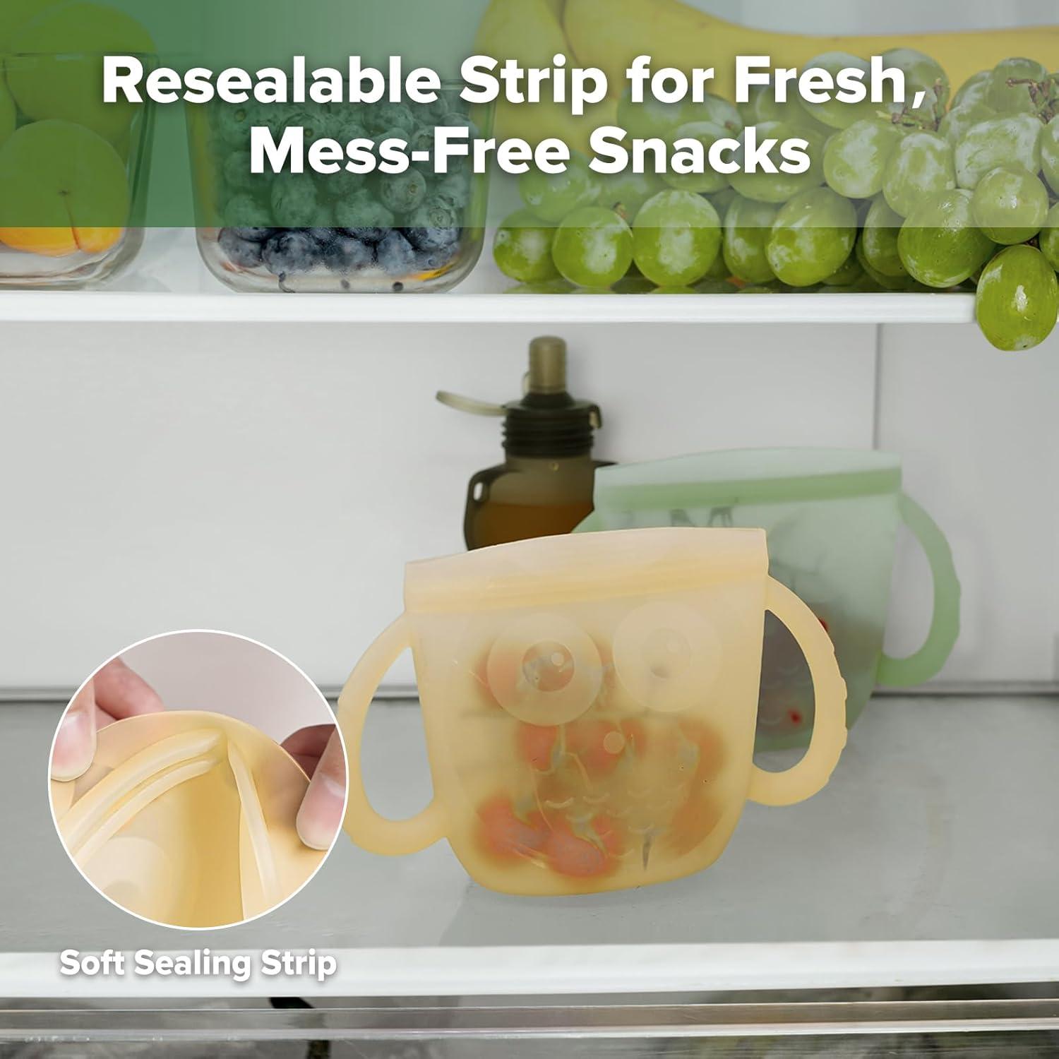 image:imageHaakaa Oscar Owl Baby Snack ContainerSilicone Travel Snack Pouch for ToddlersSpill Proof Toddler Snack Cup Reusable Snack Bags for Infant OnTheGoBPA Free Pea GreenBanana