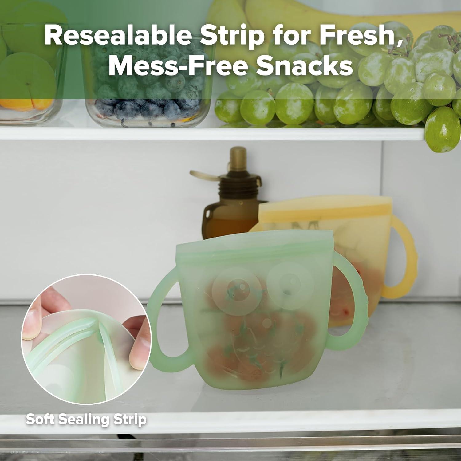 image:imageHaakaa Oscar Owl Baby Snack ContainerSilicone Travel Snack Pouch for ToddlersSpill Proof Toddler Snack Cup Reusable Snack Bags for Infant OnTheGoBPA Free Pea GreenPea Green