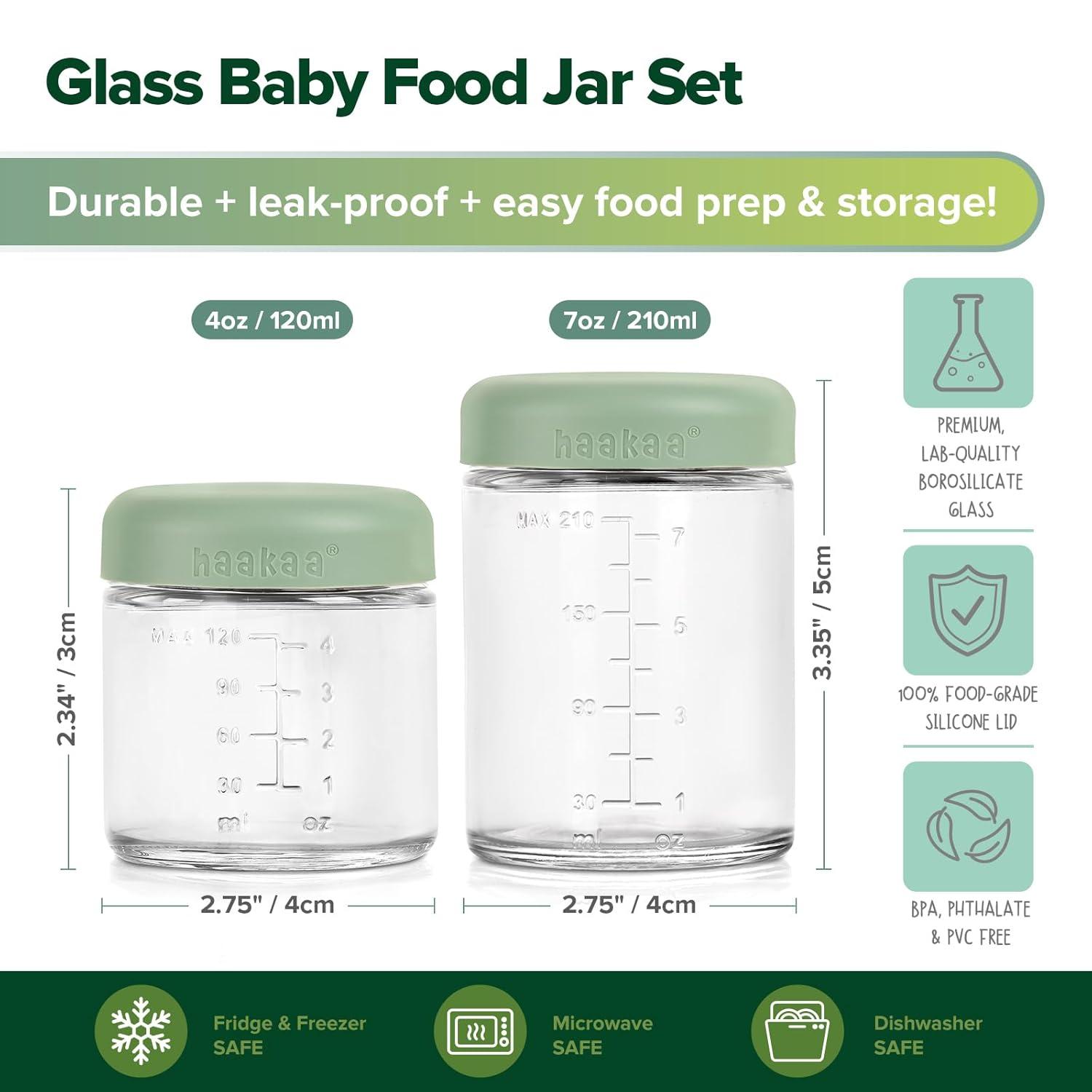 image:imageHaakaa Reusable Glass Baby Food Storage Jars with Silicone Lids 6pc 4 x 4oz 2 x 7oz Premium LabQuality Borosilicate Glass PlasticFree Freezer Microwave amp Ovensafe