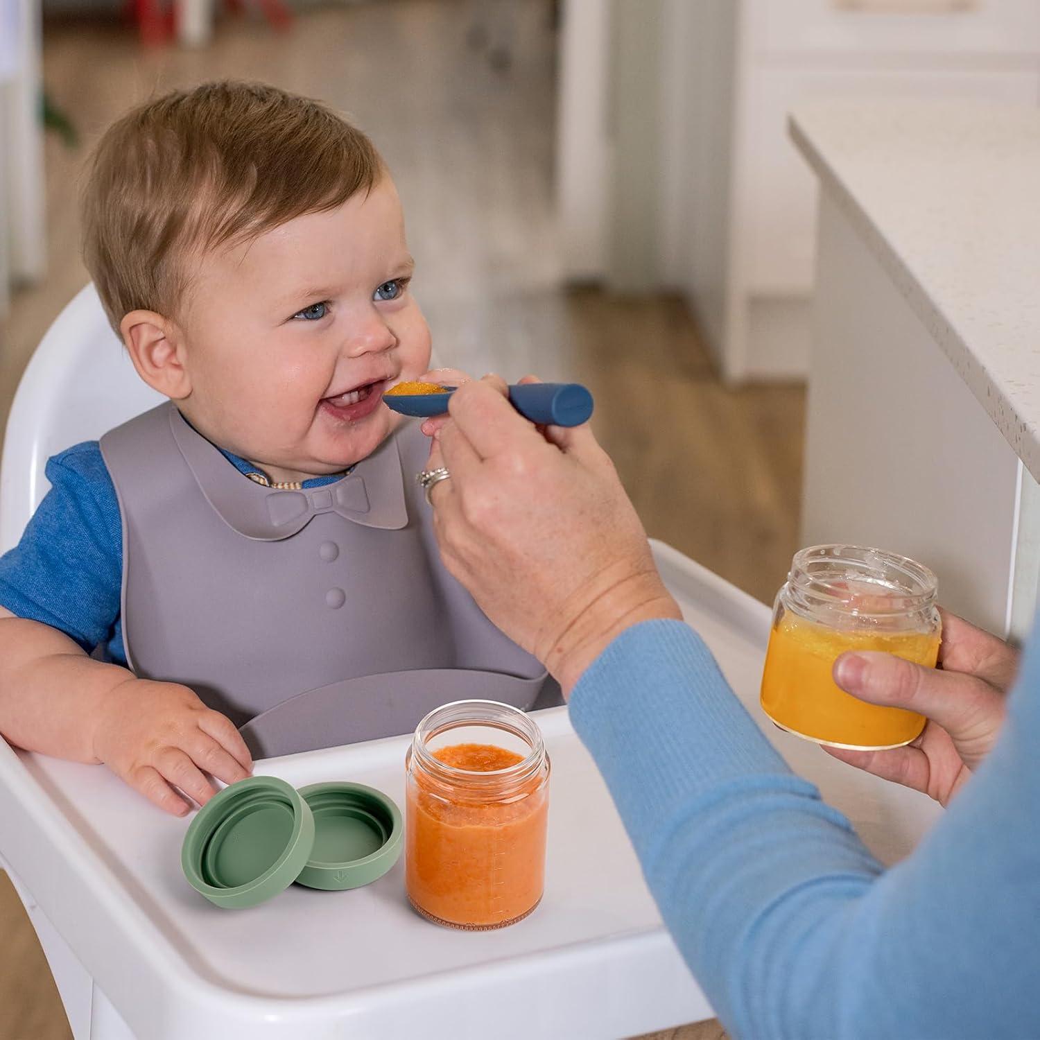 image:imageHaakaa Reusable Glass Baby Food Storage Jars with Silicone Lids 6pc 4 x 4oz 2 x 7oz Premium LabQuality Borosilicate Glass PlasticFree Freezer Microwave amp Ovensafe