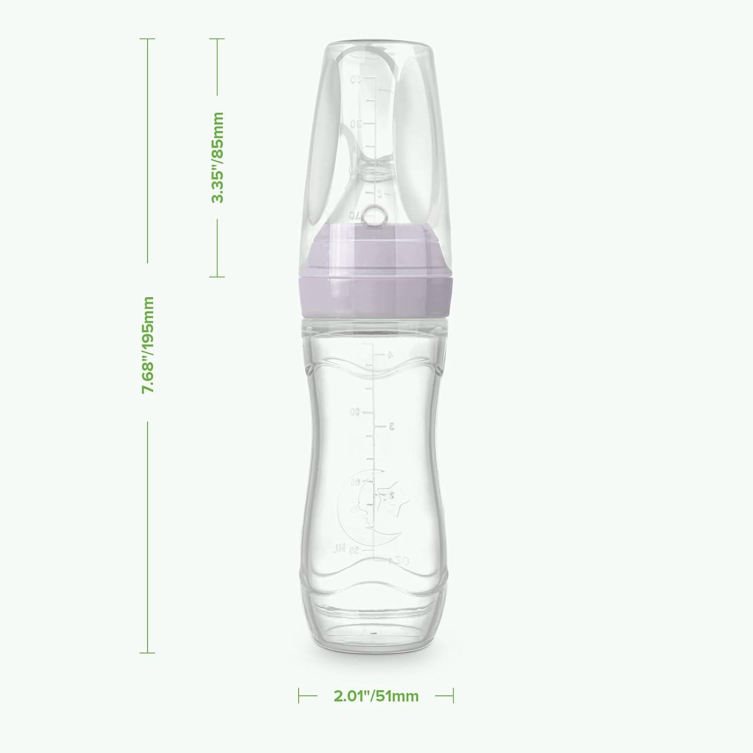 image:imageHaakaa Silicone Baby Food Dispensing Spoon Feeder 4oz Infant Squeeze Cereal Feeder Baby Fresh Food Feeder Feed Bottle for Puree Solid Baby Food BPA Free 4m Babies GreyLavender