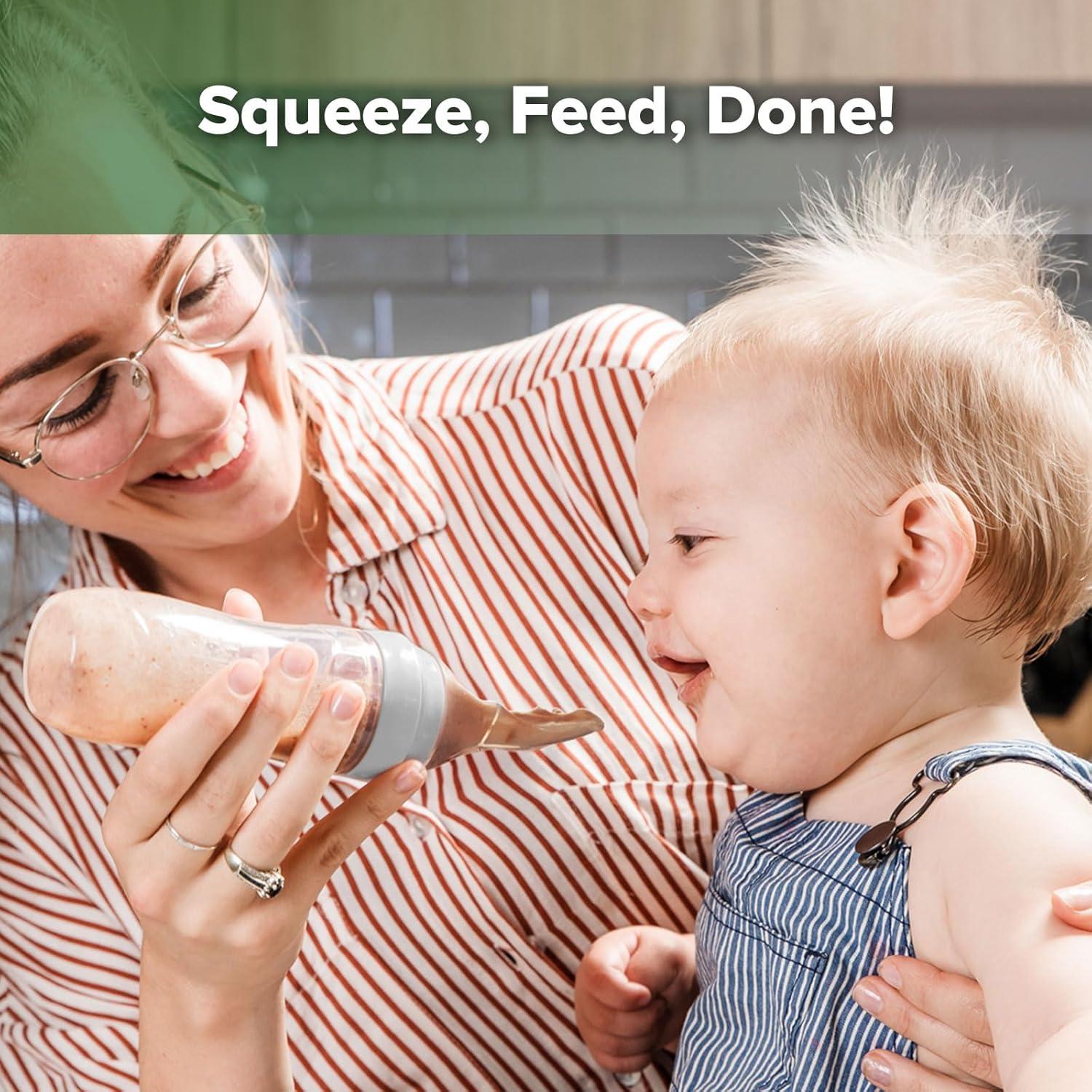image:imageHaakaa Silicone Baby Food Dispensing Spoon Feeder 4oz Infant Squeeze Cereal Feeder Baby Fresh Food Feeder Feed Bottle for Puree Solid Baby Food BPA Free 4m Babies GreyGrey