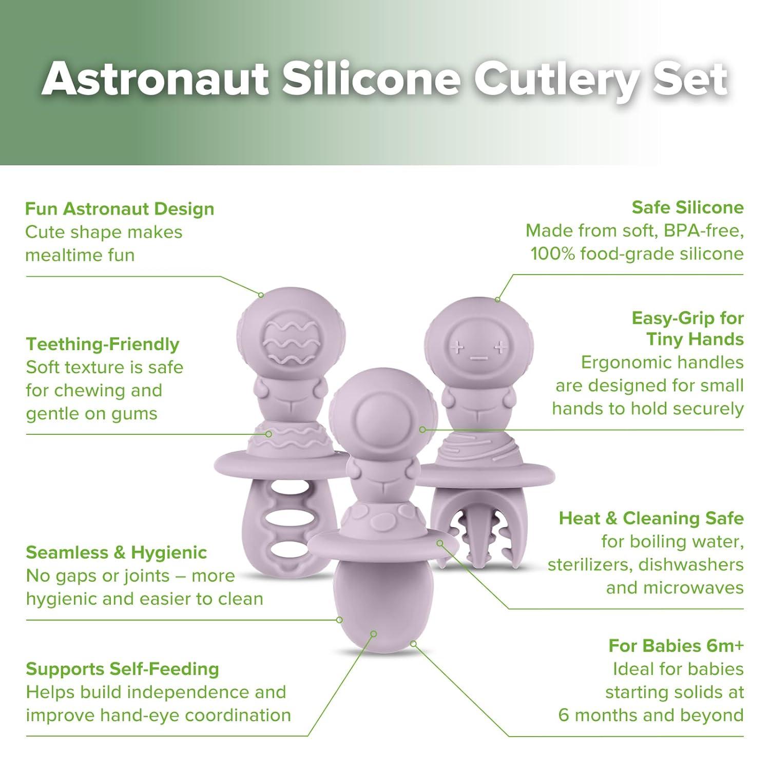 image:imageHaakaa Silicone Baby Spoons Self Feeding 6 Months Baby Utensils with AntiChoke Astronaut Handle EasyGrip GumFriendly Durable amp Safe Baby Spoons for BLW amp First Stage FeedingLavender