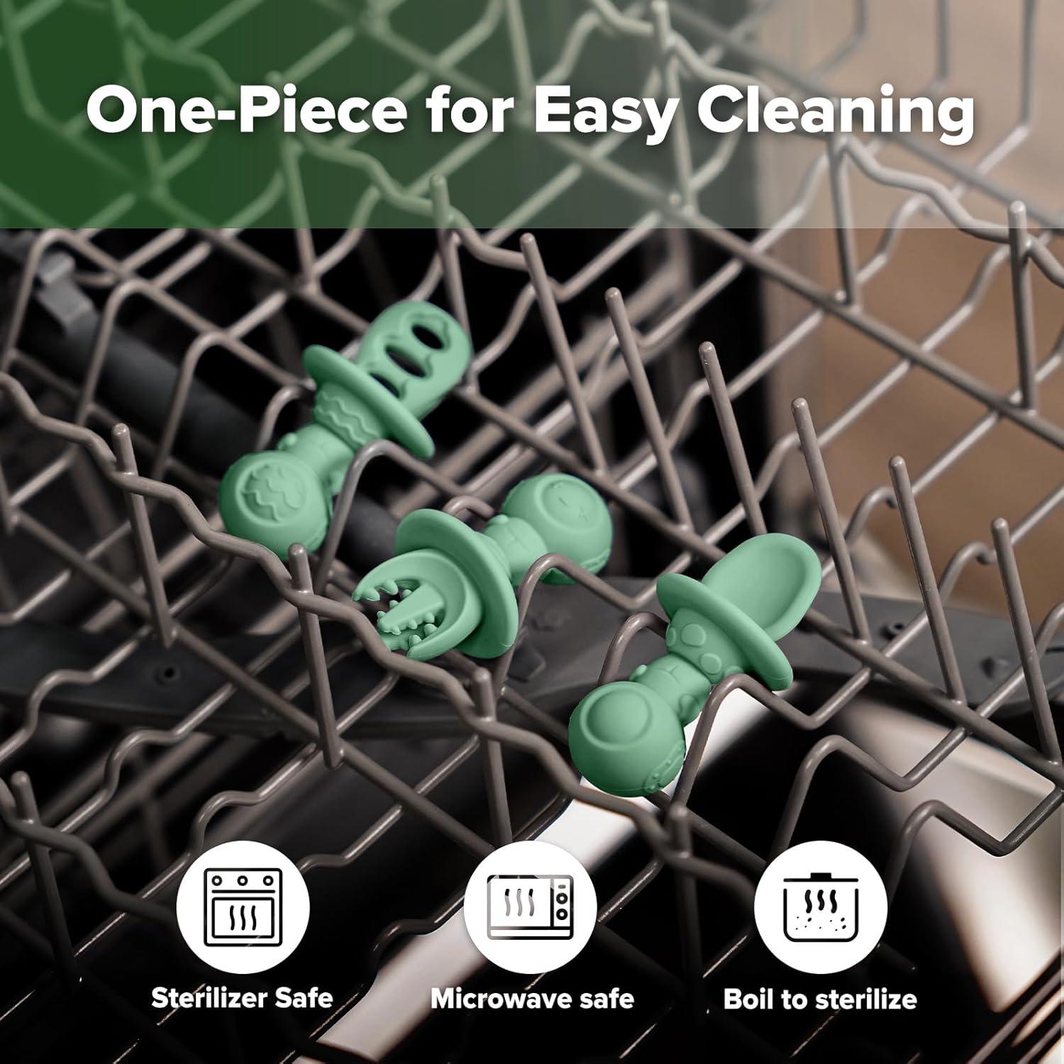 image:imageHaakaa Silicone Baby Spoons Self Feeding 6 Months Baby Utensils with AntiChoke Astronaut Handle EasyGrip GumFriendly Durable amp Safe Baby Spoons for BLW amp First Stage FeedingPea Green
