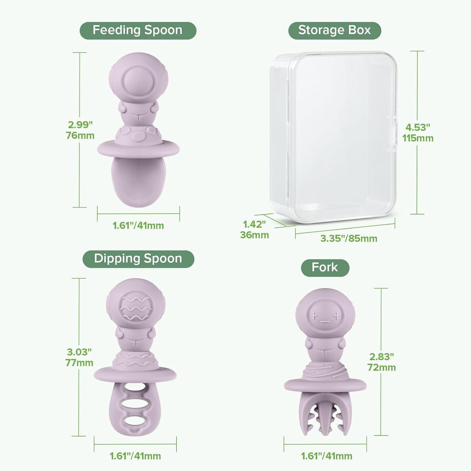 image:imageHaakaa Silicone Baby Spoons Self Feeding 6 Months Baby Utensils with AntiChoke Astronaut Handle EasyGrip GumFriendly Durable amp Safe Baby Spoons for BLW amp First Stage FeedingLavender