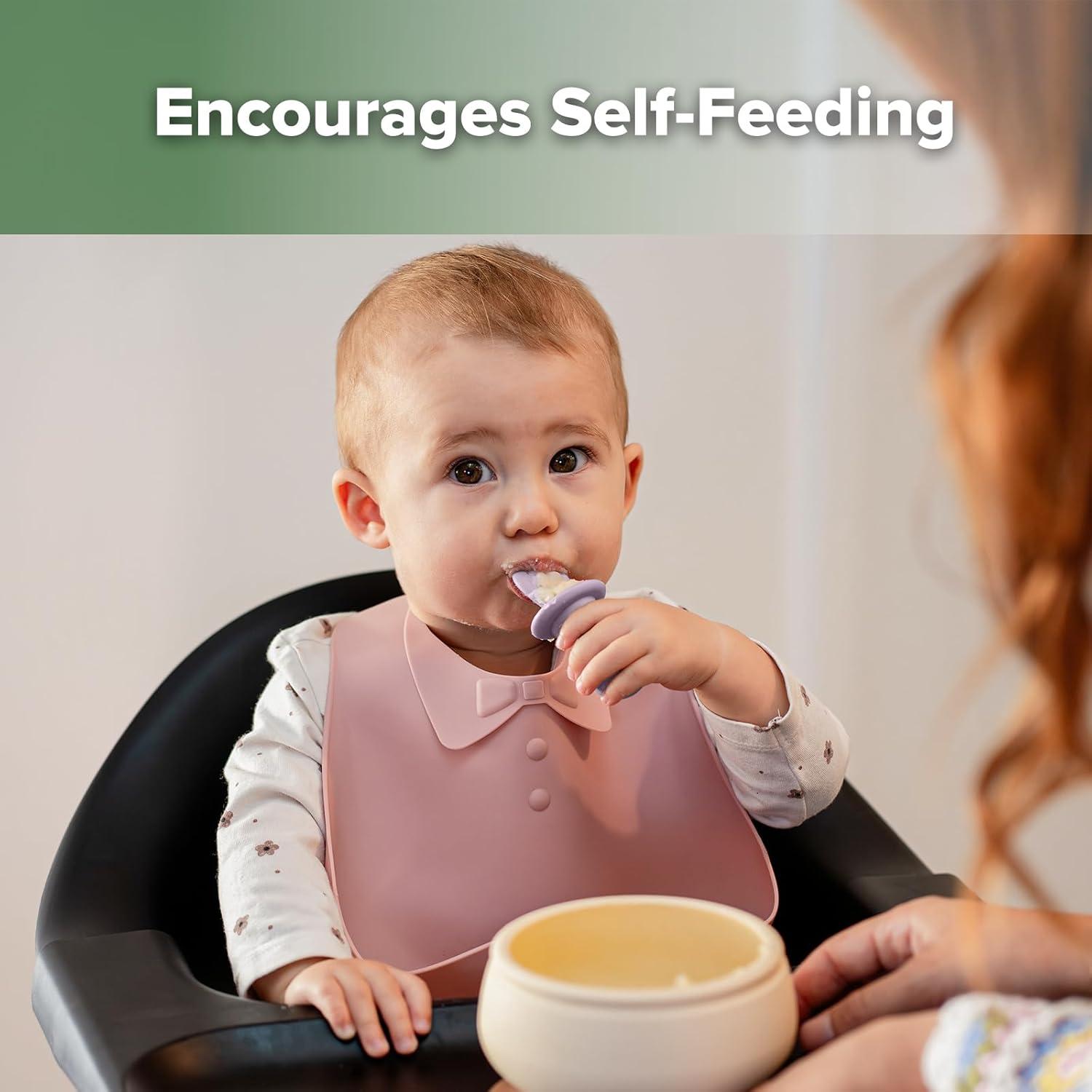 image:imageHaakaa Silicone Baby Spoons Self Feeding 6 Months Baby Utensils with AntiChoke Astronaut Handle EasyGrip GumFriendly Durable amp Safe Baby Spoons for BLW amp First Stage FeedingLavender