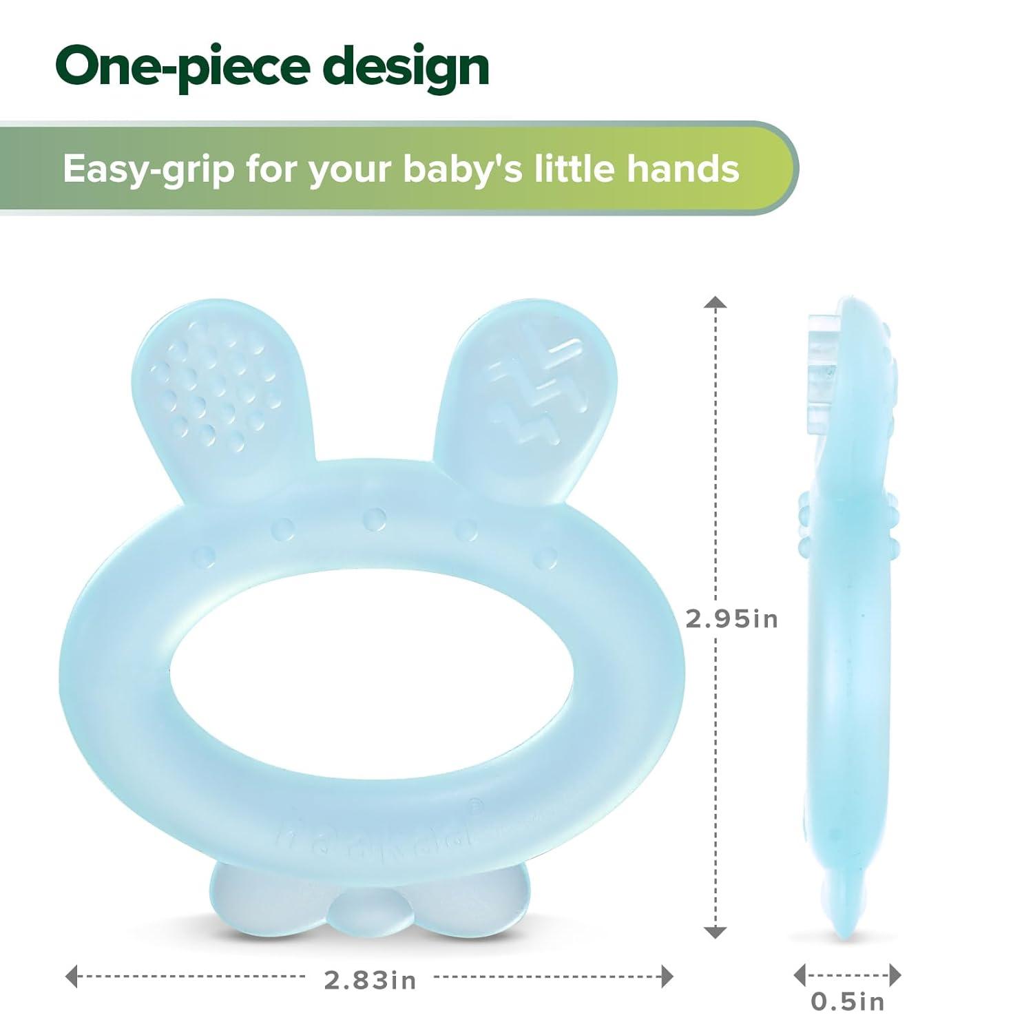 image:imageHaakaa Silicone Baby Teether Rabbit Ear Frozen Teething Toy for Babies 36 Months Cold Teething Relief BPA Free Silicone BlueBlue