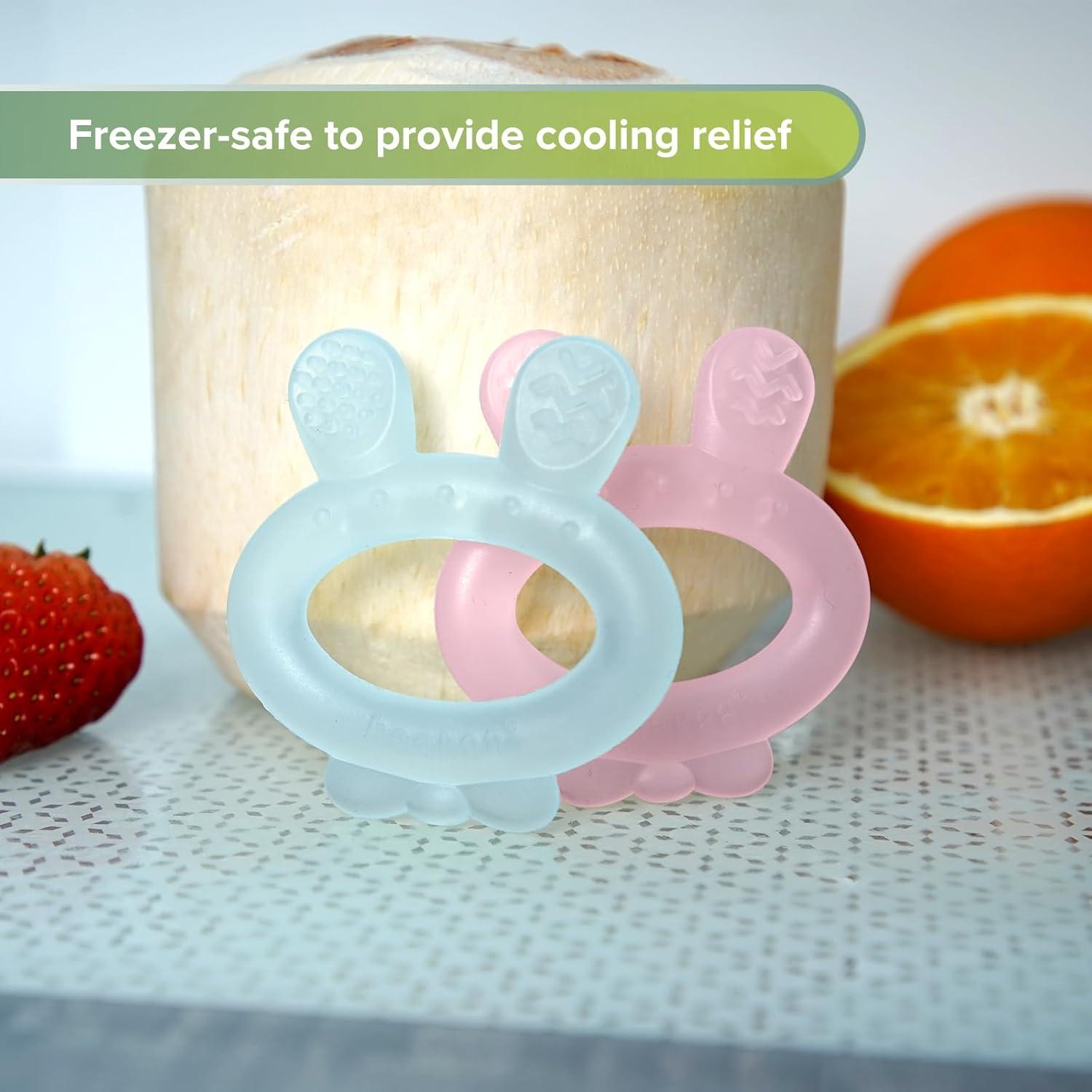 image:imageHaakaa Silicone Baby Teether Rabbit Ear Frozen Teething Toy for Babies 36 Months Cold Teething Relief BPA Free Silicone BluePink