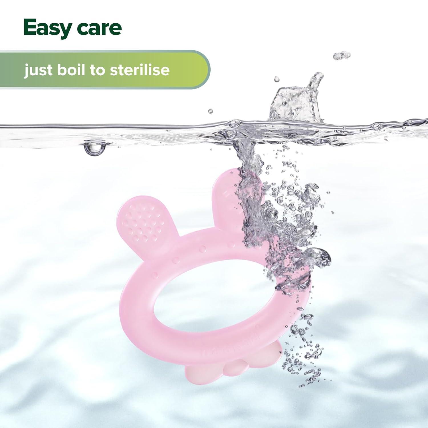 image:imageHaakaa Silicone Baby Teether Rabbit Ear Frozen Teething Toy for Babies 36 Months Cold Teething Relief BPA Free Silicone BluePink