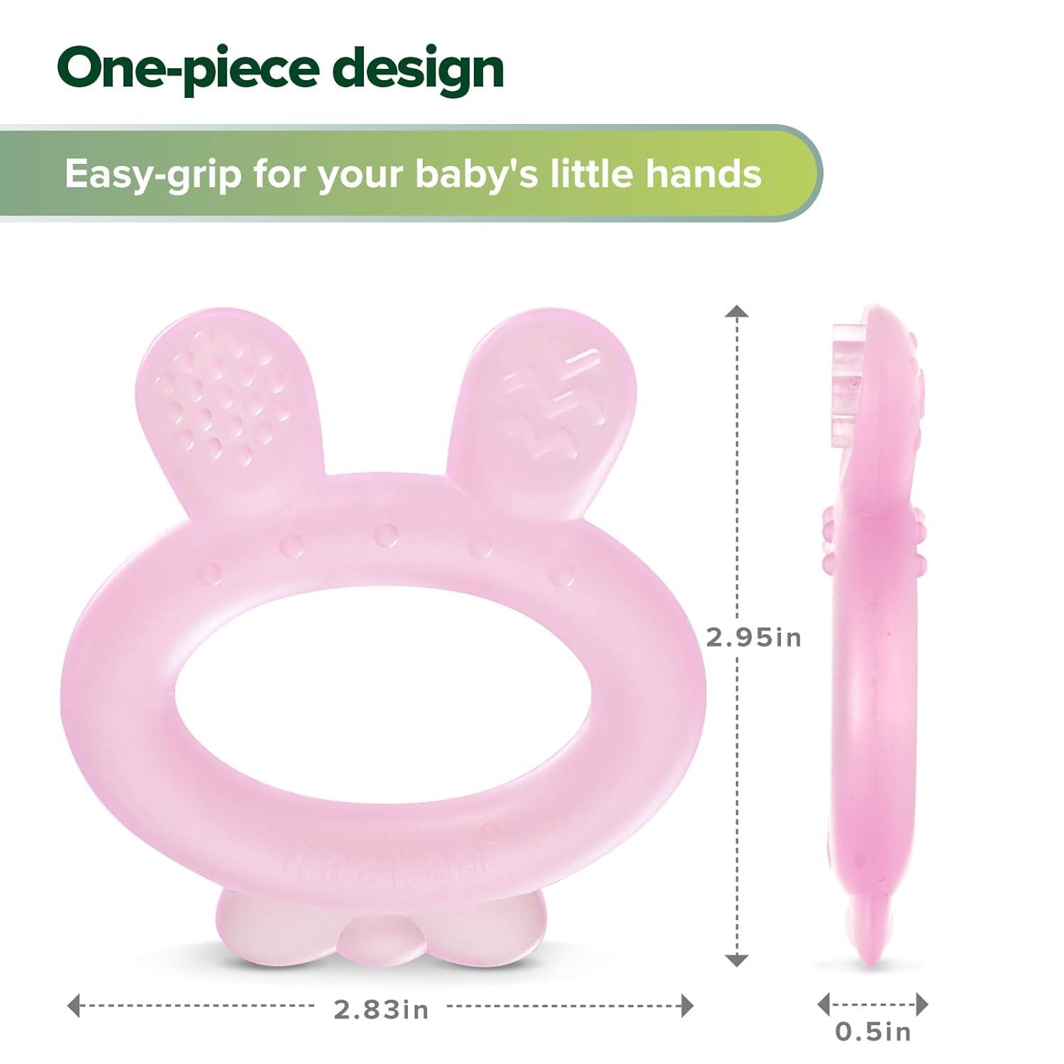 image:imageHaakaa Silicone Baby Teether Rabbit Ear Frozen Teething Toy for Babies 36 Months Cold Teething Relief BPA Free Silicone BluePink