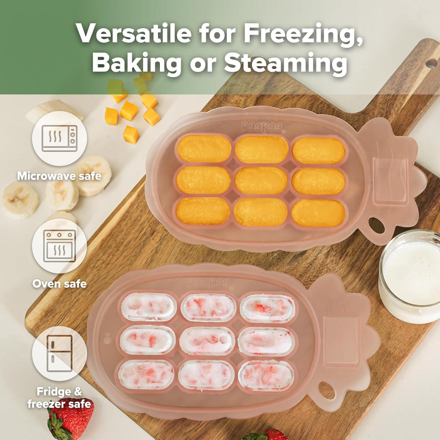 image:imageHaakaa Silicone Nibble Freezer Tray Breastmilk Popsicle Mold Baby Fruit Food Feeder Tray Baby Food Maker Ice Cube Tray 4 Months Babies BPA Free ApricotBlush