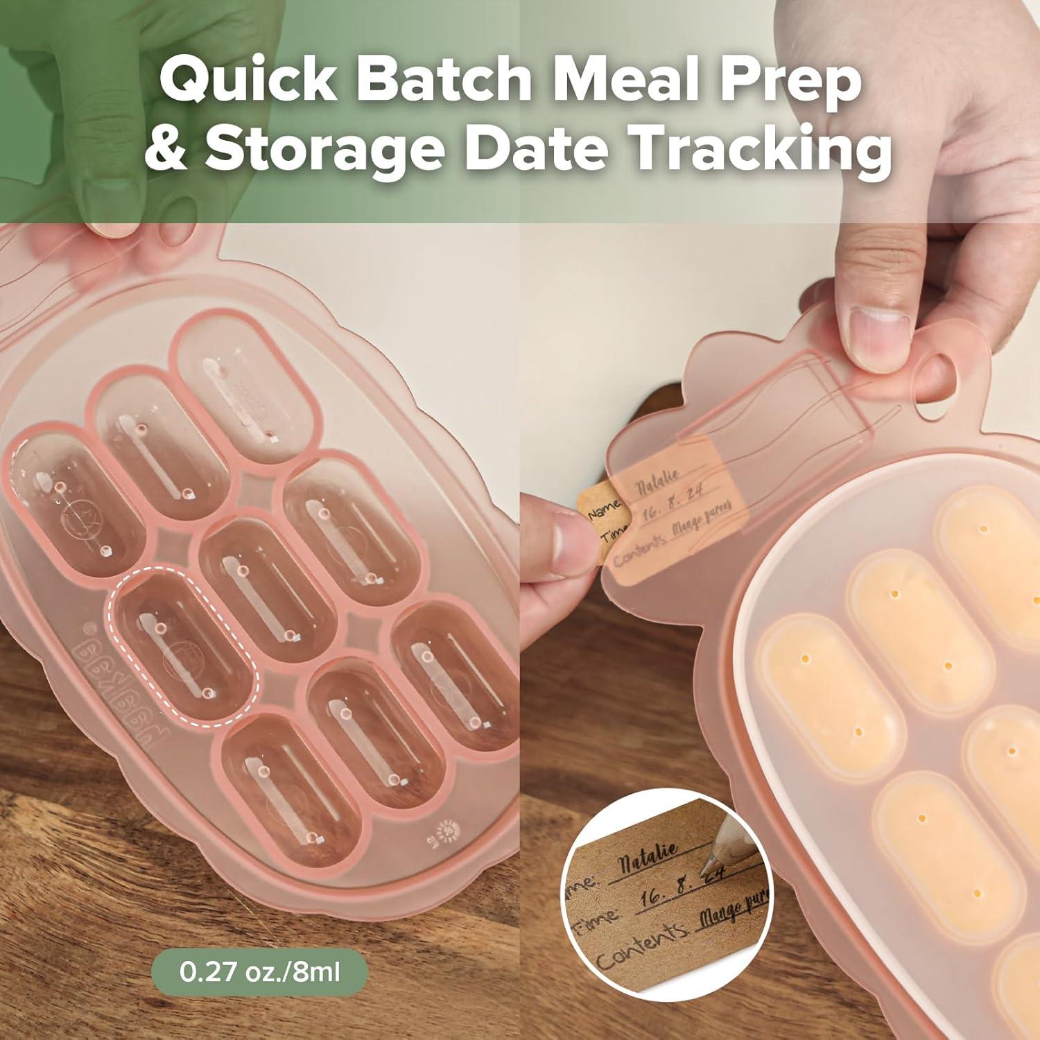 image:imageHaakaa Silicone Nibble Freezer Tray Breastmilk Popsicle Mold Baby Fruit Food Feeder Tray Baby Food Maker Ice Cube Tray 4 Months Babies BPA Free ApricotBlush
