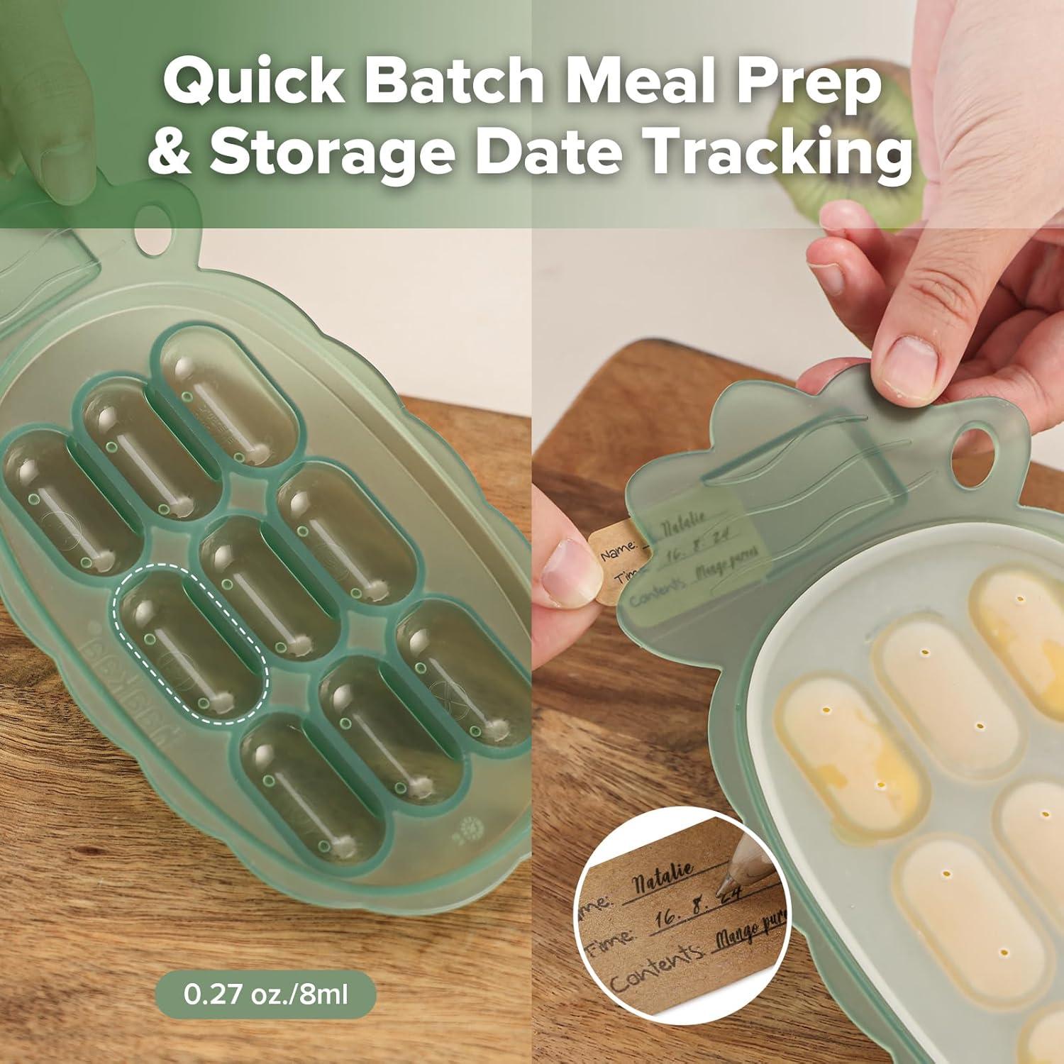 image:imageHaakaa Silicone Nibble Freezer Tray Breastmilk Popsicle Mold Baby Fruit Food Feeder Tray Baby Food Maker Ice Cube Tray 4 Months Babies BPA Free ApricotLight Green