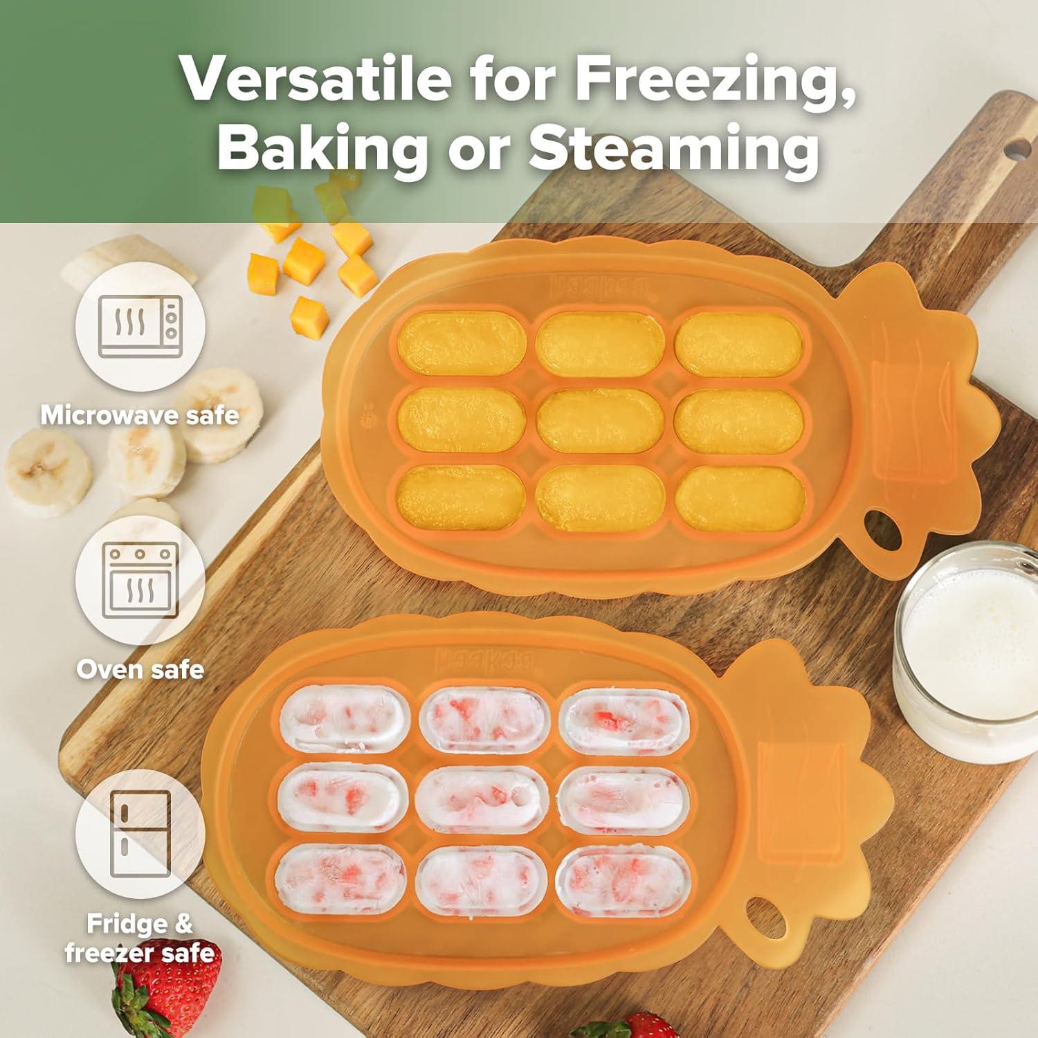 image:imageHaakaa Silicone Nibble Freezer Tray Breastmilk Popsicle Mold Baby Fruit Food Feeder Tray Baby Food Maker Ice Cube Tray 4 Months Babies BPA Free ApricotApricot