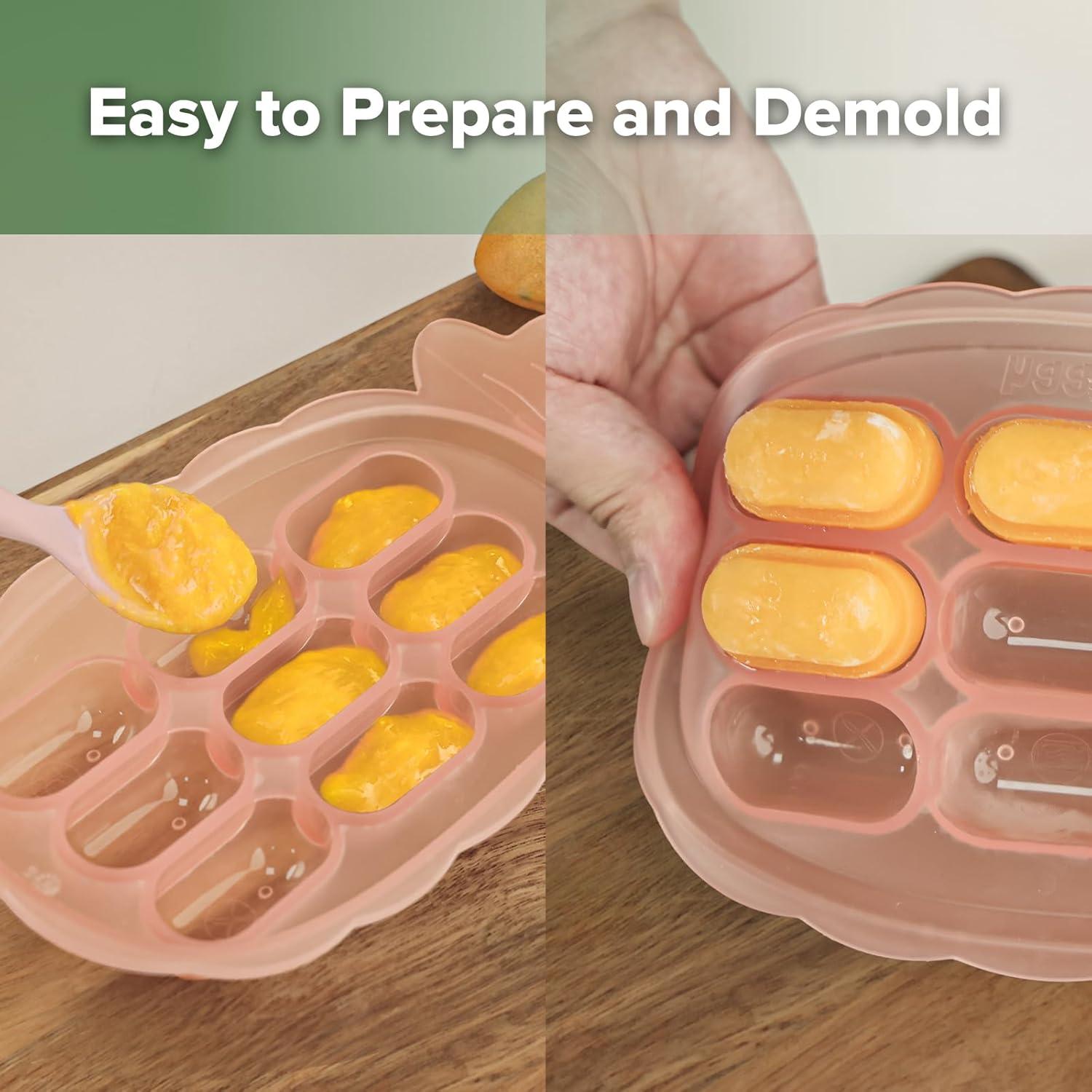 image:imageHaakaa Silicone Nibble Freezer Tray Breastmilk Popsicle Mold Baby Fruit Food Feeder Tray Baby Food Maker Ice Cube Tray 4 Months Babies BPA Free ApricotBlush