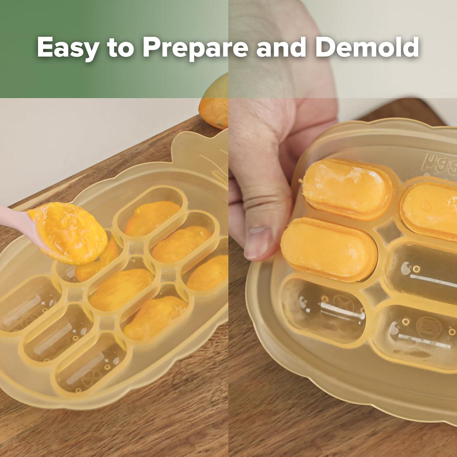 image:imageHaakaa Silicone Nibble Freezer Tray Breastmilk Popsicle Mold Baby Fruit Food Feeder Tray Baby Food Maker Ice Cube Tray 4 Months Babies BPA Free ApricotBanana