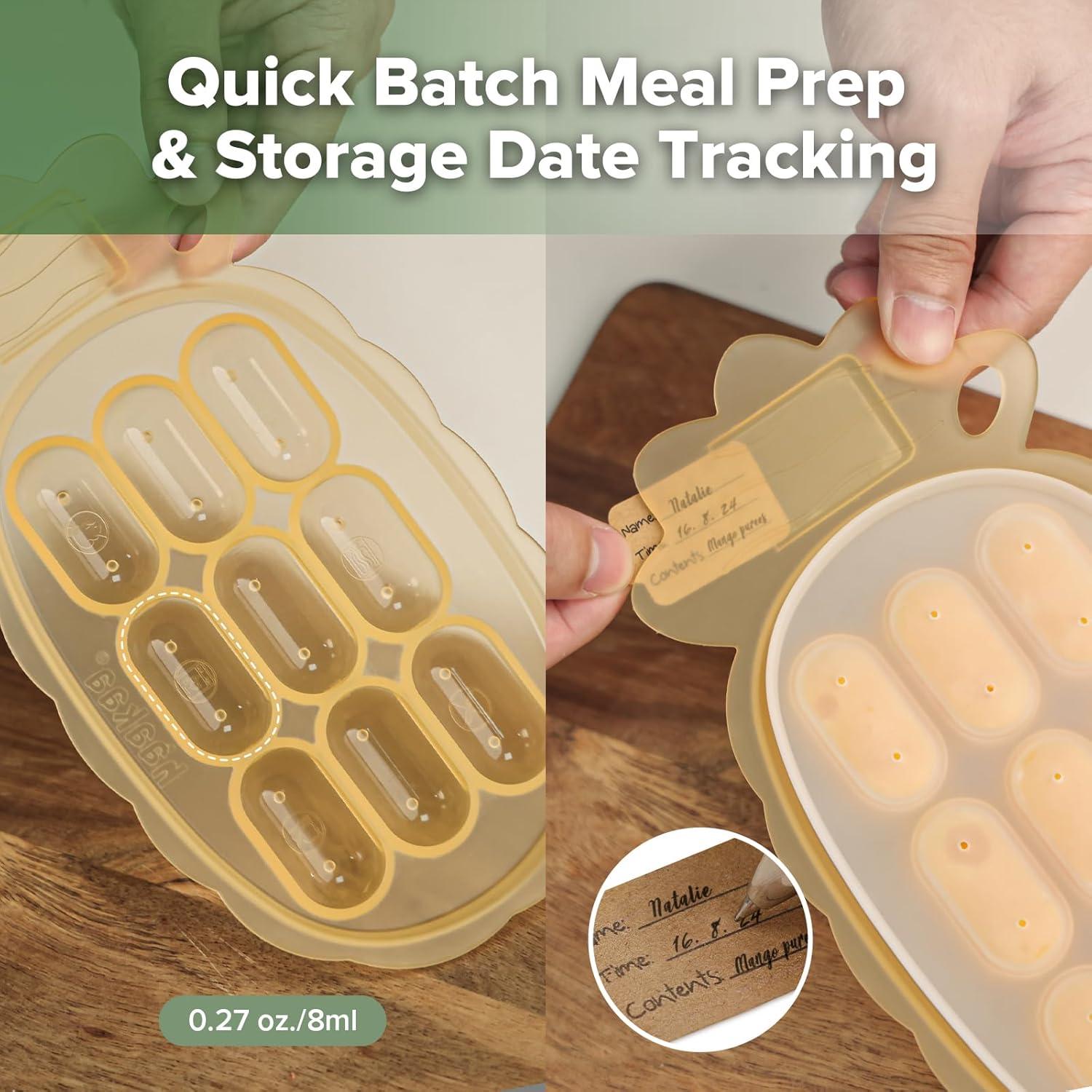 image:imageHaakaa Silicone Nibble Freezer Tray Breastmilk Popsicle Mold Baby Fruit Food Feeder Tray Baby Food Maker Ice Cube Tray 4 Months Babies BPA Free ApricotBanana