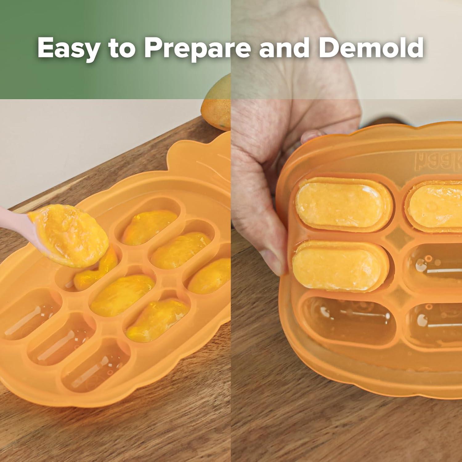 image:imageHaakaa Silicone Nibble Freezer Tray Breastmilk Popsicle Mold Baby Fruit Food Feeder Tray Baby Food Maker Ice Cube Tray 4 Months Babies BPA Free ApricotApricot