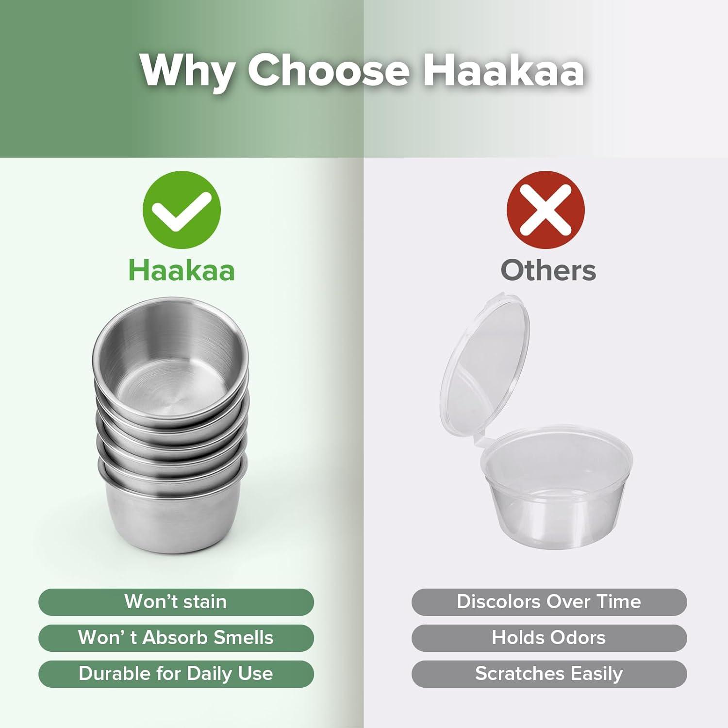 image:imagehaakaa 6 Pack Small Salad Dressing Container To Go 118 oz Leakproof Condiment Containers with Silicone Lids Reusable Stainless Steel Sauce Cups for Lunch Box Meal Prep amp Travel