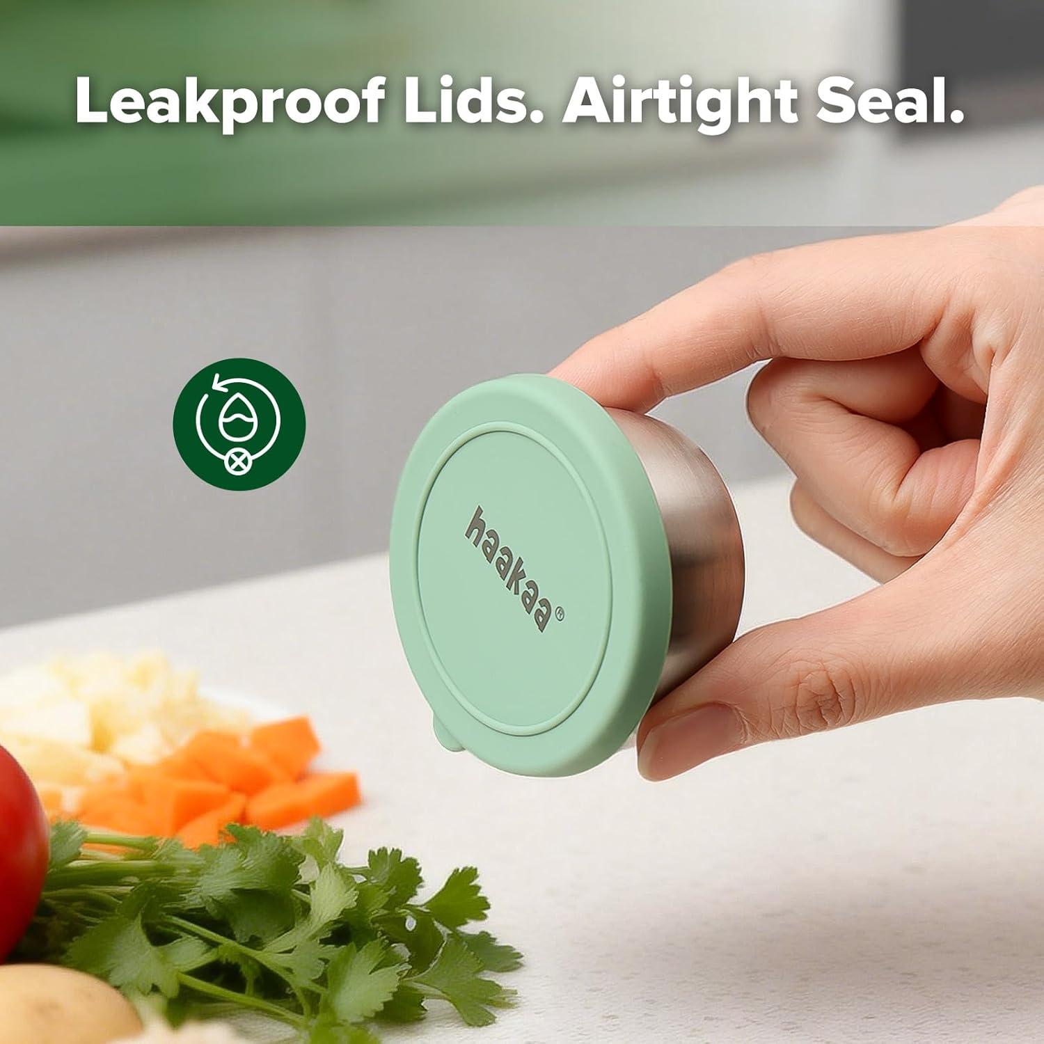 image:imagehaakaa 6 Pack Small Salad Dressing Container To Go 118 oz Leakproof Condiment Containers with Silicone Lids Reusable Stainless Steel Sauce Cups for Lunch Box Meal Prep amp Travel