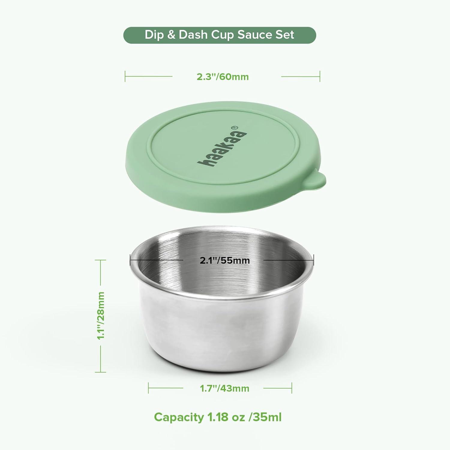 image:imagehaakaa 6 Pack Small Salad Dressing Container To Go 118 oz Leakproof Condiment Containers with Silicone Lids Reusable Stainless Steel Sauce Cups for Lunch Box Meal Prep amp Travel