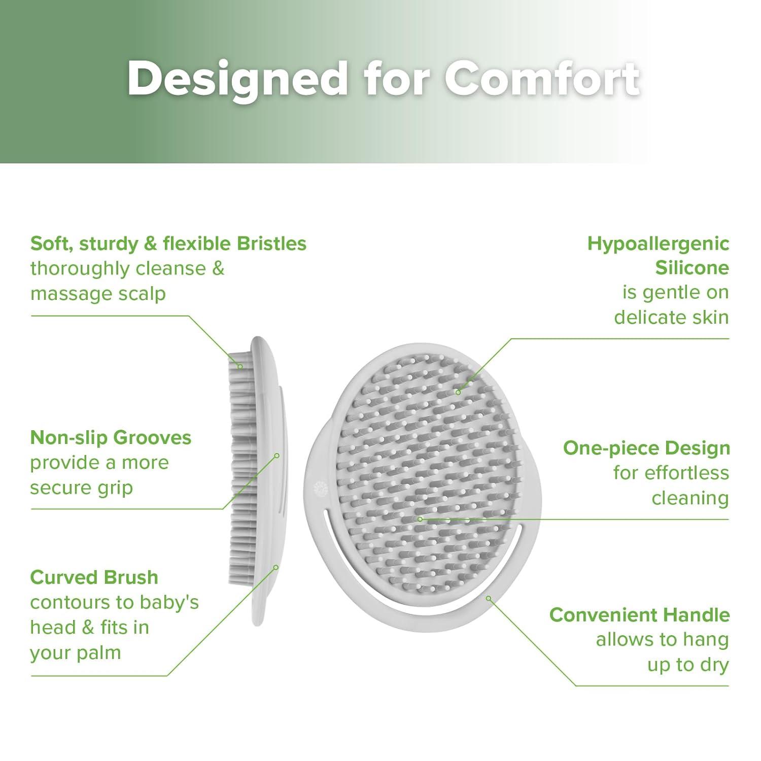 image:imagehaakaa Baby Cradle Cap Brush Soft Cradle Cap Comb Hair Scalp Massager Soft Bristles for Newborns amp ToddlersIdeal Baby Shower Gifts for Mum 1pkGrey