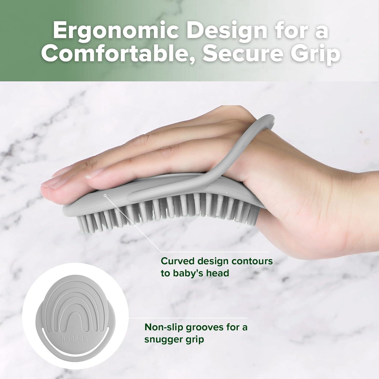 image:imagehaakaa Baby Cradle Cap Brush Soft Cradle Cap Comb Hair Scalp Massager Soft Bristles for Newborns amp ToddlersIdeal Baby Shower Gifts for Mum 1pkGrey