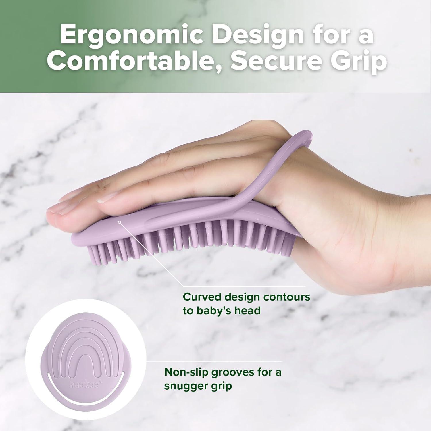 image:imagehaakaa Baby Cradle Cap Brush Soft Cradle Cap Comb Hair Scalp Massager Soft Bristles for Newborns amp ToddlersIdeal Baby Shower Gifts for Mum 1pkLavender
