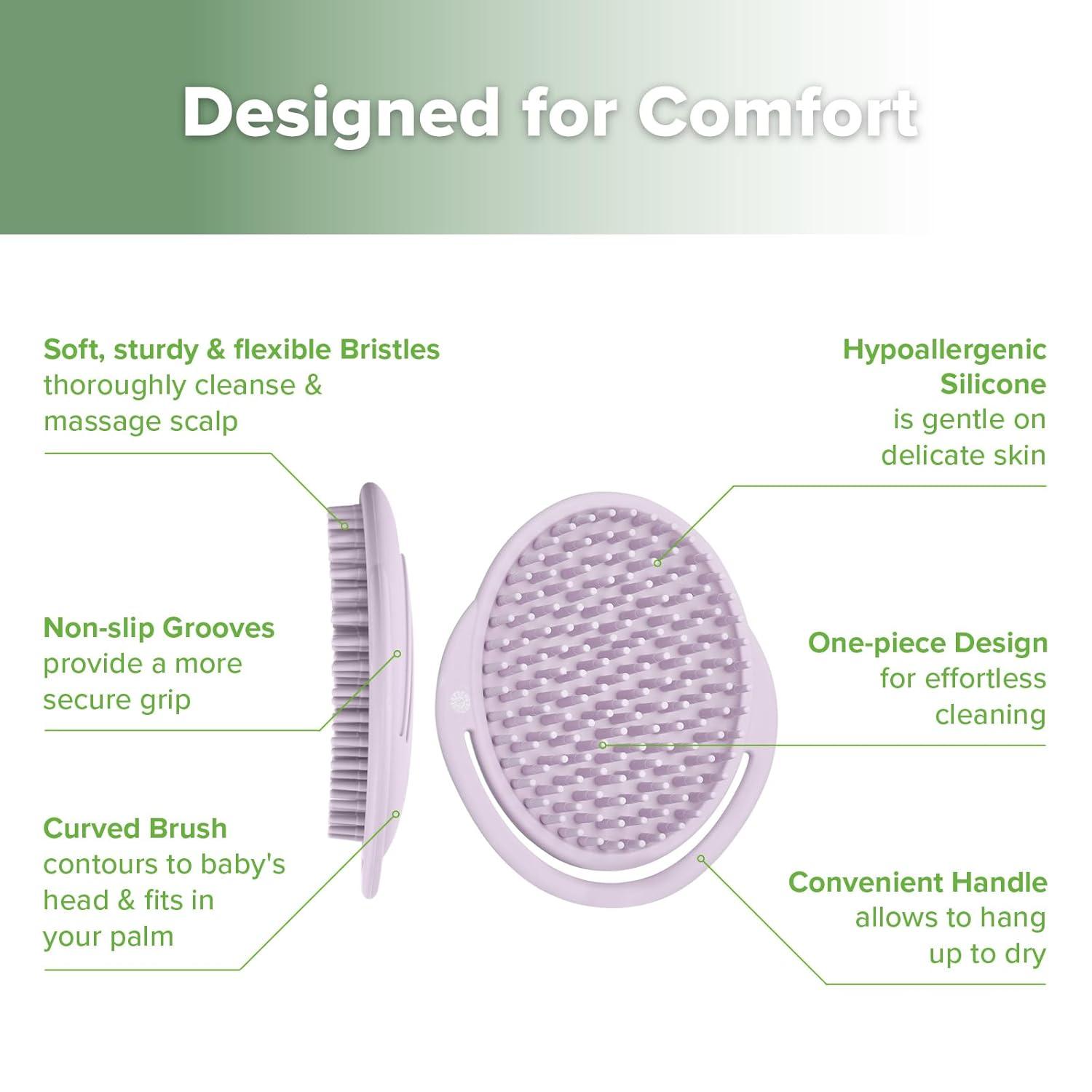 image:imagehaakaa Baby Cradle Cap Brush Soft Cradle Cap Comb Hair Scalp Massager Soft Bristles for Newborns amp ToddlersIdeal Baby Shower Gifts for Mum 1pkLavender