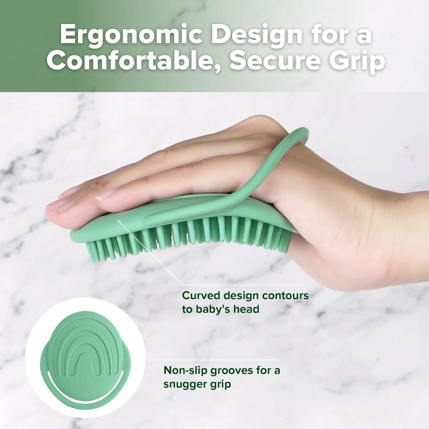 image:imagehaakaa Baby Cradle Cap Brush Soft Cradle Cap Comb Hair Scalp Massager Soft Bristles for Newborns amp ToddlersIdeal Baby Shower Gifts for Mum 1pkPea Green