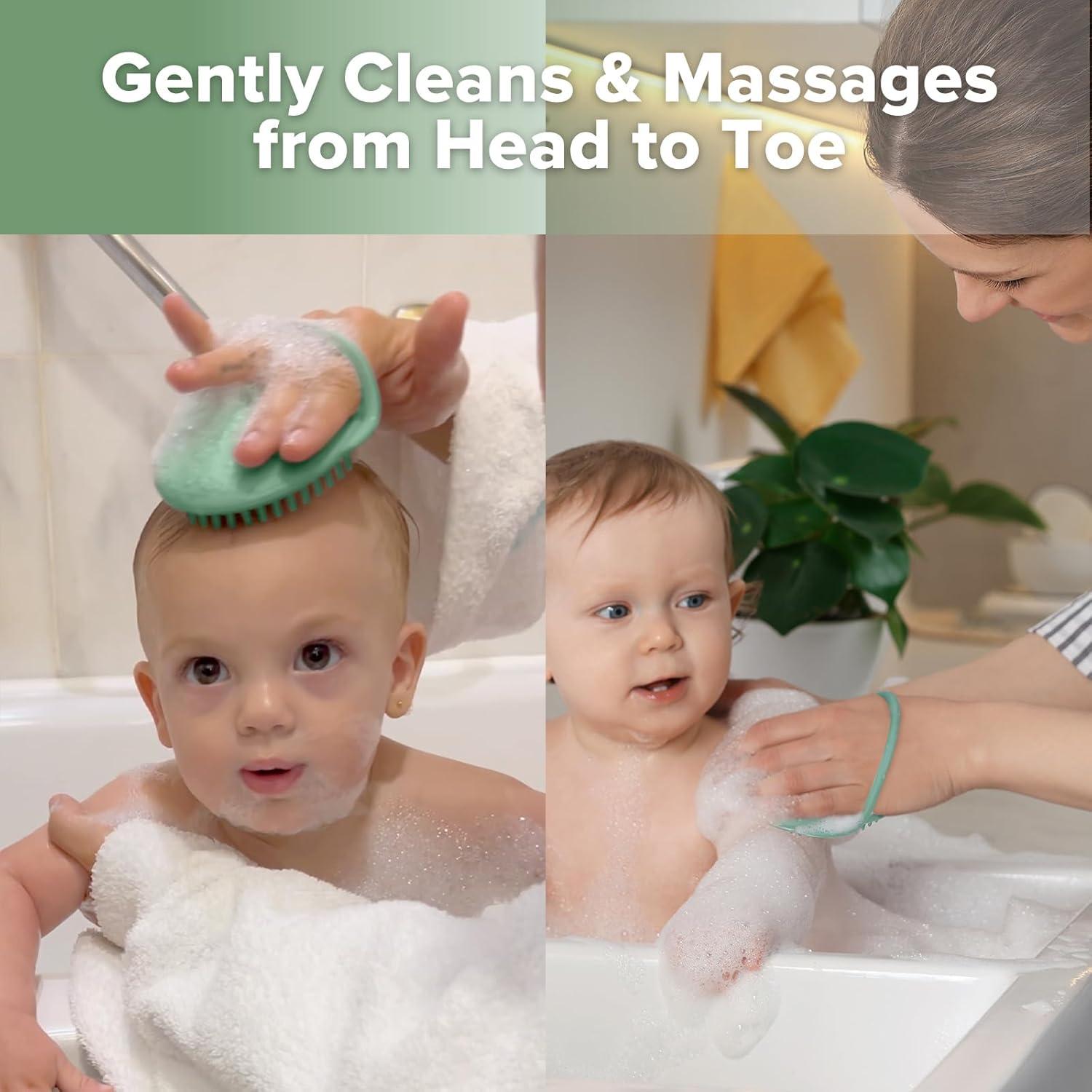 image:imagehaakaa Baby Cradle Cap Brush Soft Cradle Cap Comb Hair Scalp Massager Soft Bristles for Newborns amp ToddlersIdeal Baby Shower Gifts for Mum 1pkPea Green