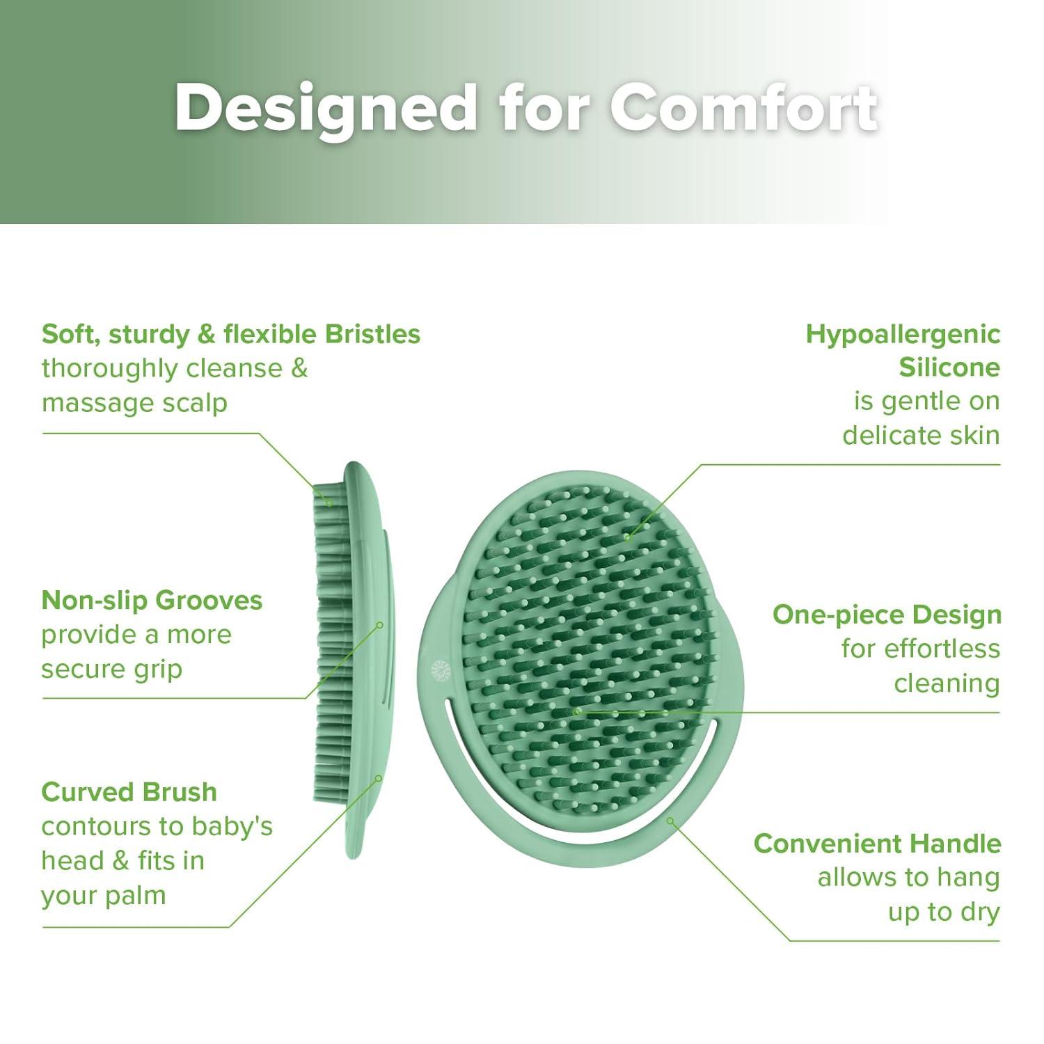 image:imagehaakaa Baby Cradle Cap Brush Soft Cradle Cap Comb Hair Scalp Massager Soft Bristles for Newborns amp ToddlersIdeal Baby Shower Gifts for Mum 1pkPea Green