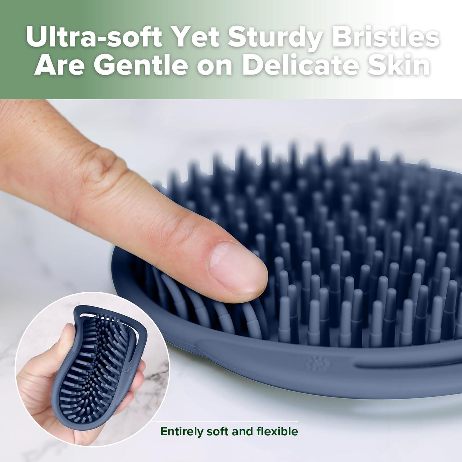 image:imagehaakaa Baby Cradle Cap Brush Soft Cradle Cap Comb Hair Scalp Massager Soft Bristles for Newborns amp ToddlersIdeal Baby Shower Gifts for Mum 1pkSteel Blue