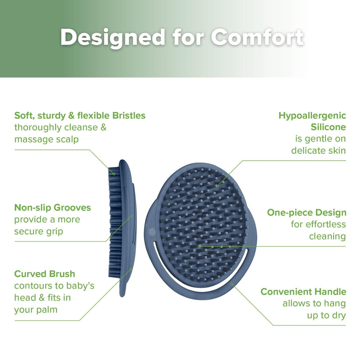 image:imagehaakaa Baby Cradle Cap Brush Soft Cradle Cap Comb Hair Scalp Massager Soft Bristles for Newborns amp ToddlersIdeal Baby Shower Gifts for Mum 1pkSteel Blue