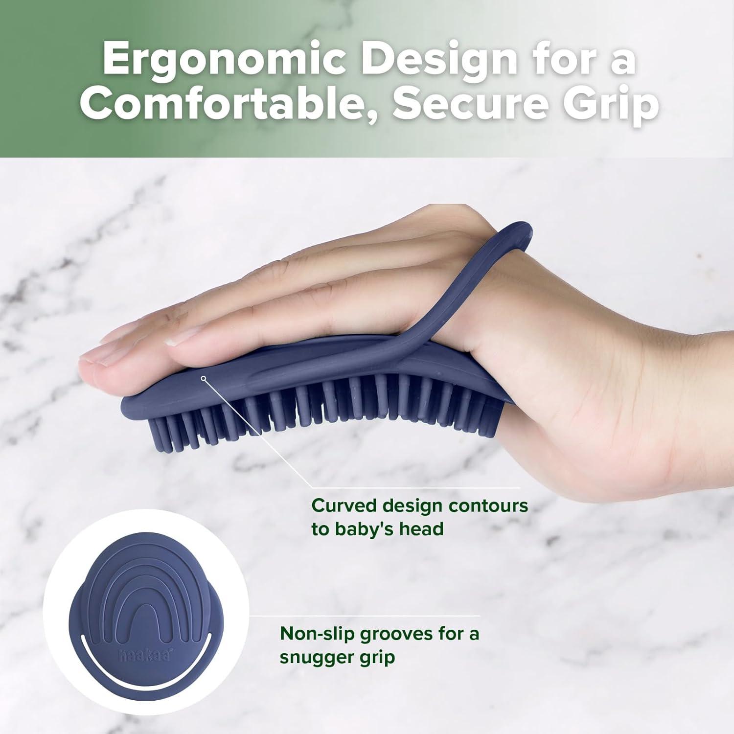 image:imagehaakaa Baby Cradle Cap Brush Soft Cradle Cap Comb Hair Scalp Massager Soft Bristles for Newborns amp ToddlersIdeal Baby Shower Gifts for Mum 1pkSteel Blue