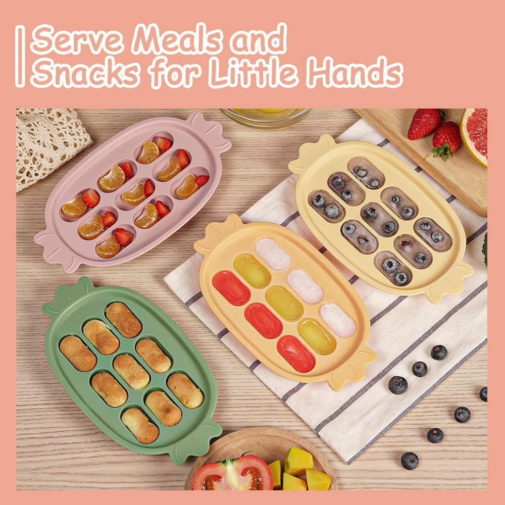 image:imagehaakaa Baby Food Freezer Tray with Lid PerfectSized Silicone Baby Food Containers for Homemade Baby Food Breast Milk Vegetable Juice amp Fruit Purees Orange