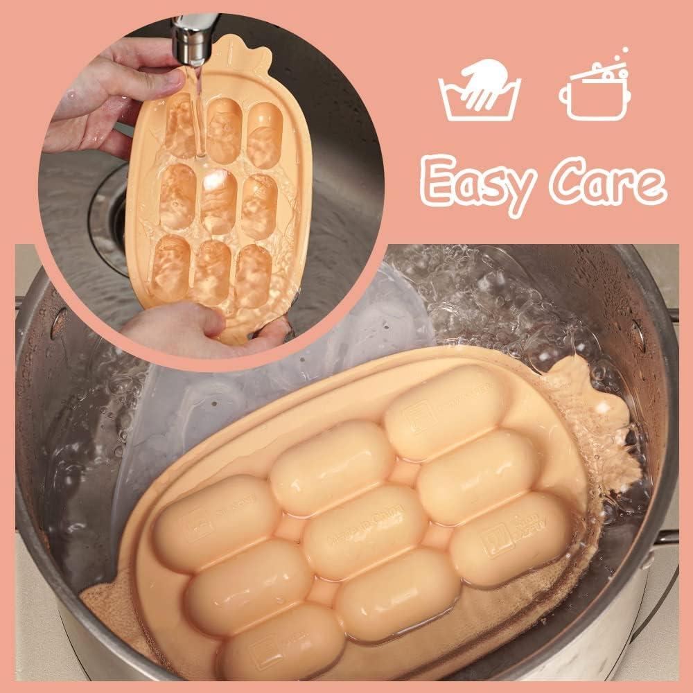 image:imagehaakaa Baby Food Freezer Tray with Lid PerfectSized Silicone Baby Food Containers for Homemade Baby Food Breast Milk Vegetable Juice amp Fruit Purees Orange