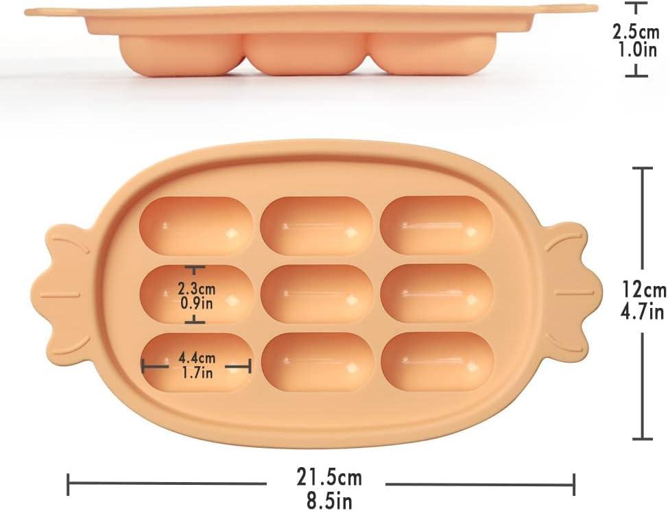 image:imagehaakaa Baby Food Freezer Tray with Lid PerfectSized Silicone Baby Food Containers for Homemade Baby Food Breast Milk Vegetable Juice amp Fruit Purees Orange