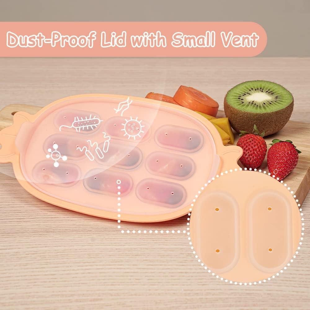 image:imagehaakaa Baby Food Freezer Tray with Lid PerfectSized Silicone Baby Food Containers for Homemade Baby Food Breast Milk Vegetable Juice amp Fruit Purees Orange