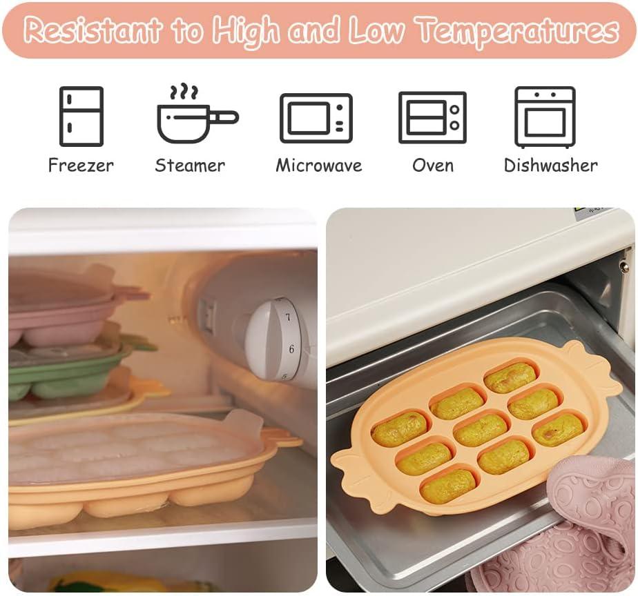 image:imagehaakaa Baby Food Freezer Tray with Lid PerfectSized Silicone Baby Food Containers for Homemade Baby Food Breast Milk Vegetable Juice amp Fruit Purees Orange
