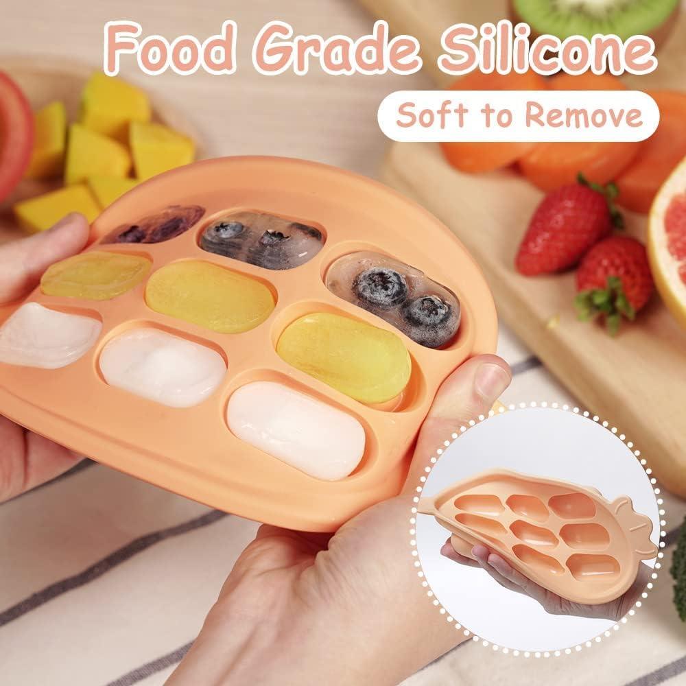 image:imagehaakaa Baby Food Freezer Tray with Lid PerfectSized Silicone Baby Food Containers for Homemade Baby Food Breast Milk Vegetable Juice amp Fruit Purees Orange