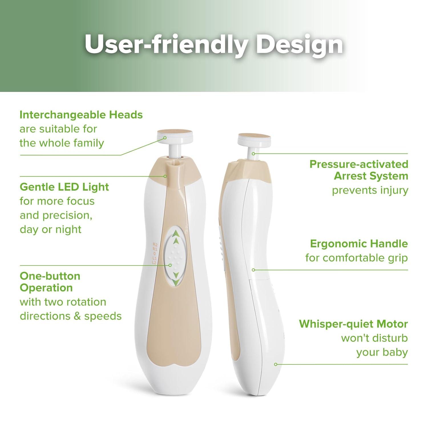 image:imagehaakaa Baby Nail Trimmer Electric Baby Nail Clippers Kit for Newborn Toddler or Adults Fingernails and Toenails Care Baby Nail Care Set amp Extra 4 Replacement Pads ComboAcorn