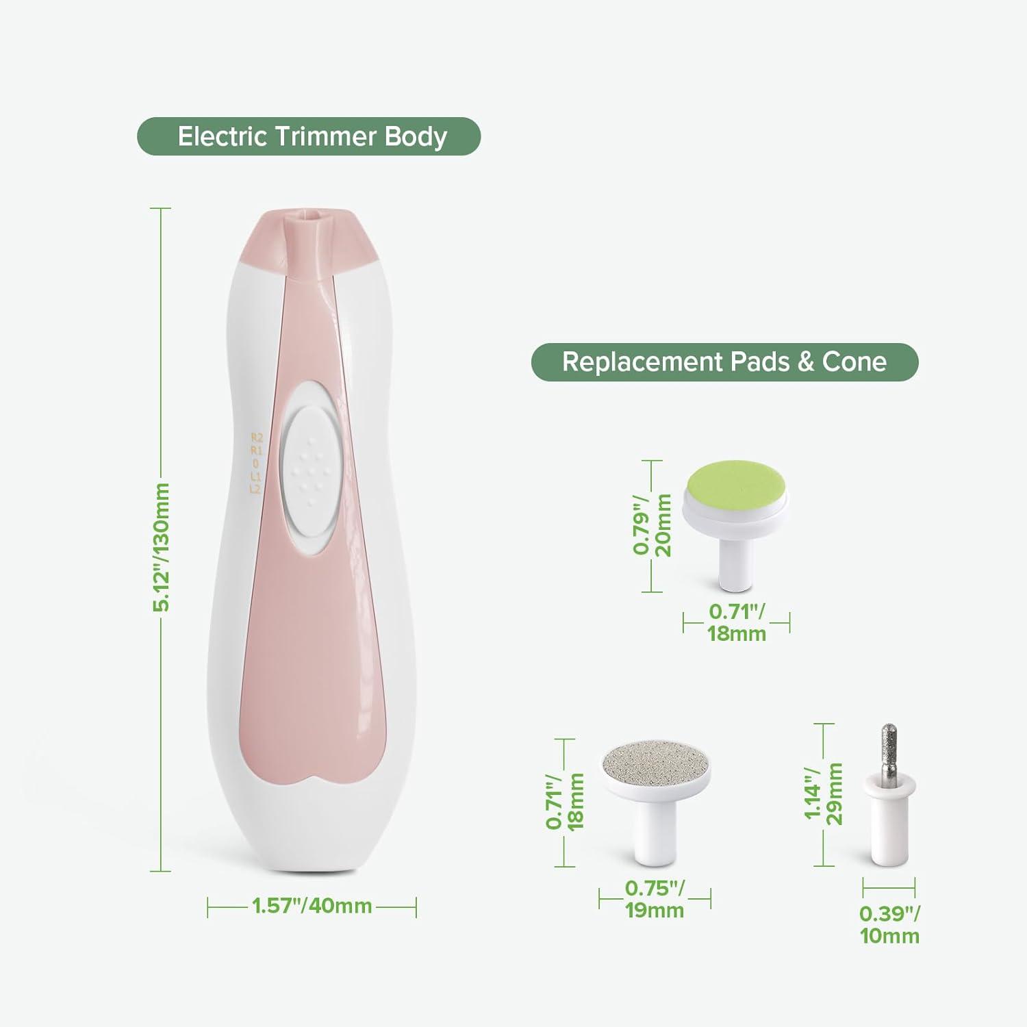 image:imagehaakaa Baby Nail Trimmer Electric Baby Nail Clippers Kit for Newborn Toddler or Adults Fingernails and Toenails Care Baby Nail Care Set amp Extra 4 Replacement Pads ComboPink